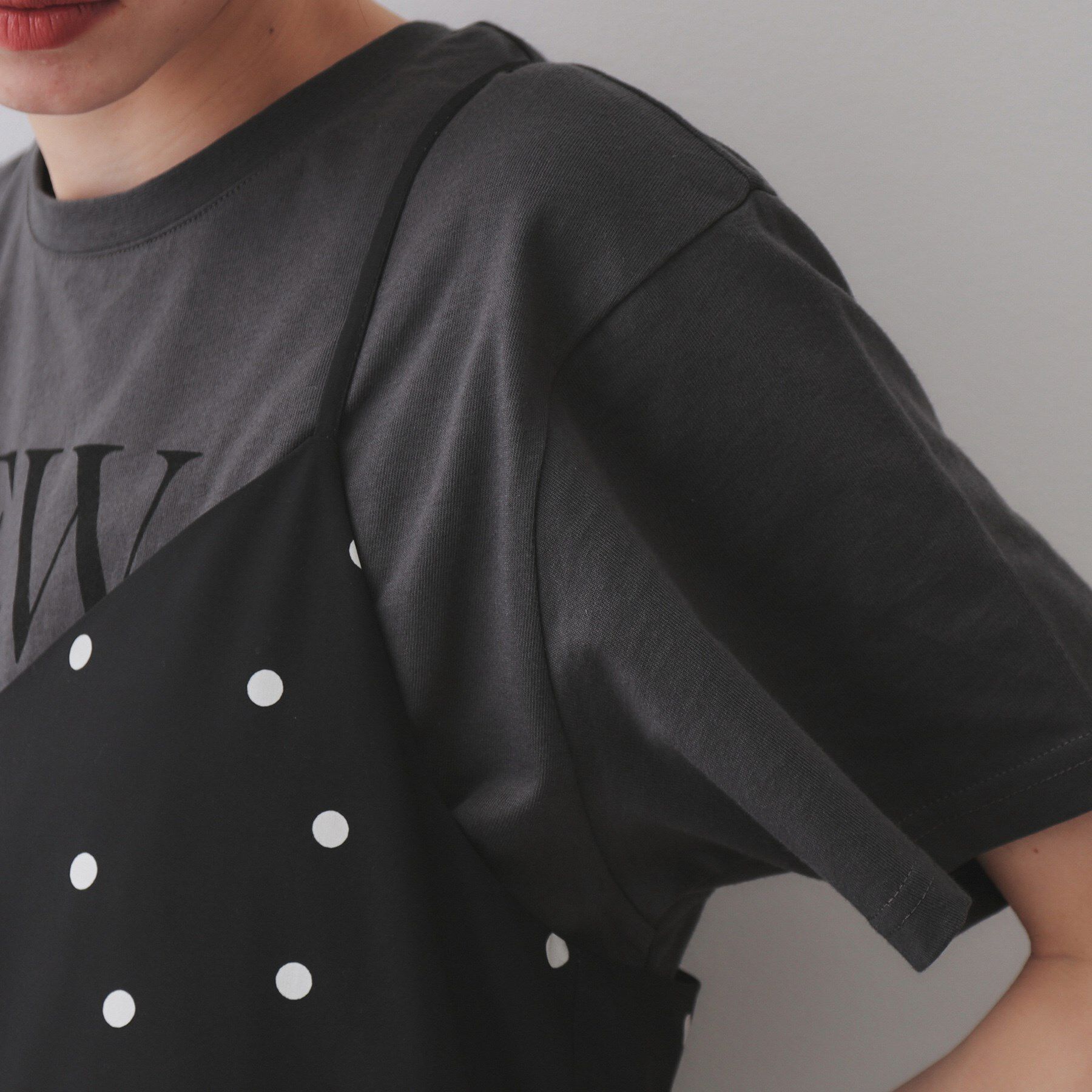 OPAQUE.CLIP「ドットプリントキャミワンピース【洗濯機洗い可】」|ワンピース|