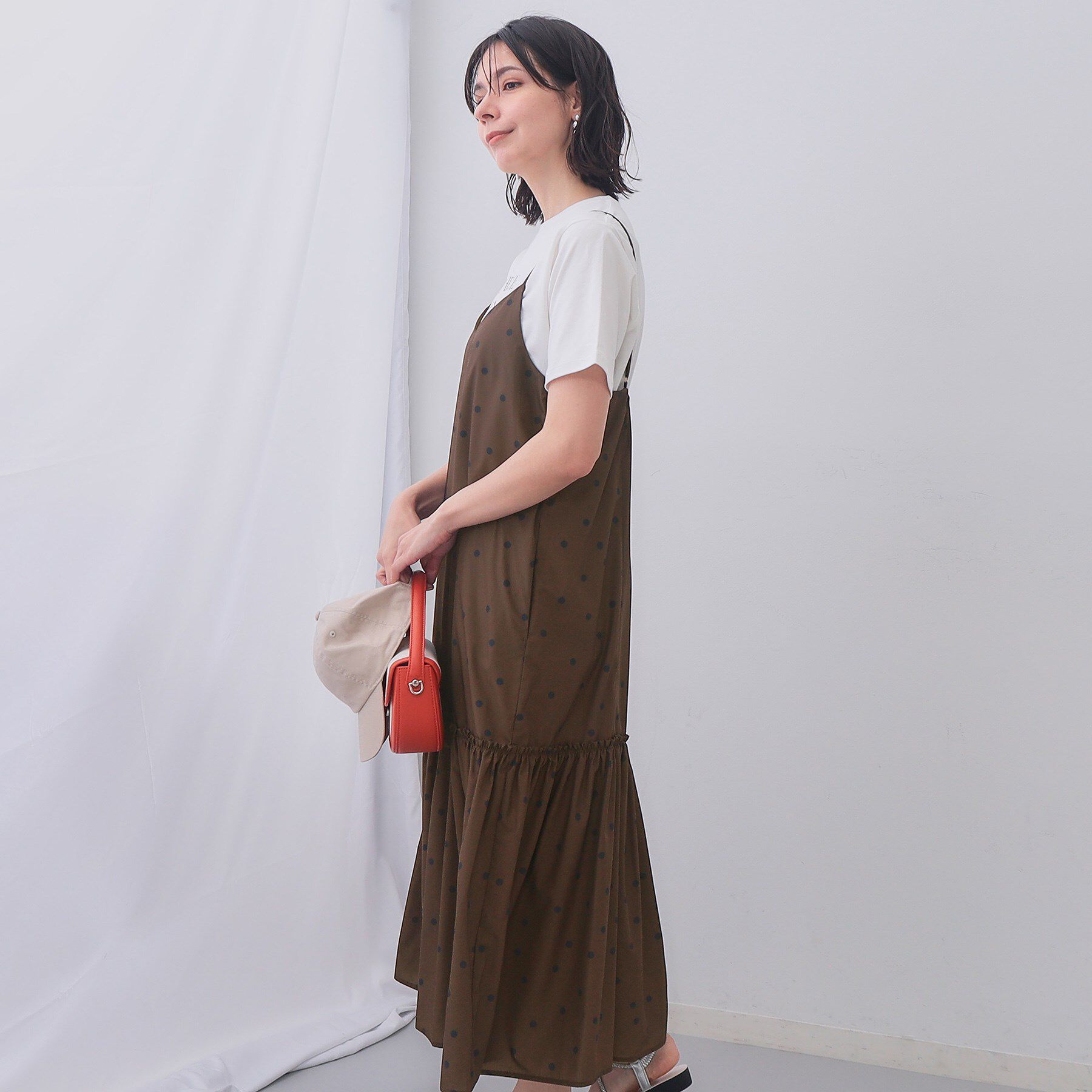 OPAQUE.CLIP「ドットプリントキャミワンピース【洗濯機洗い可】」|ワンピース|