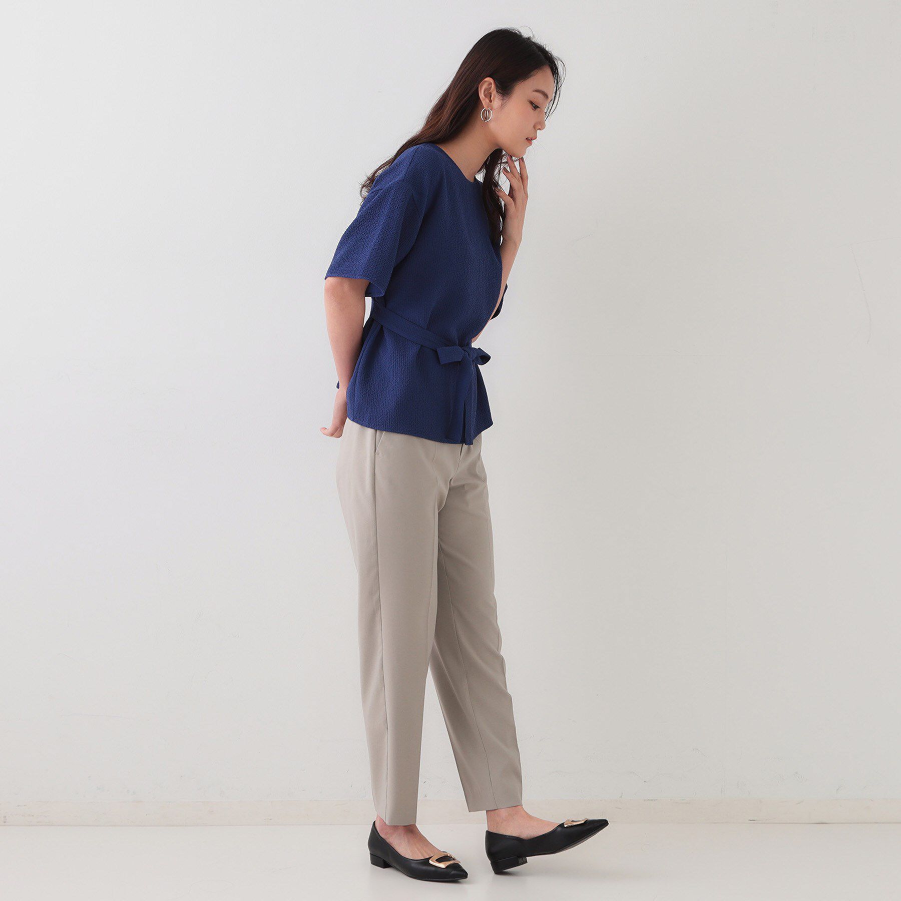 OPAQUE.CLIP「ストレッチジャカード2WAYリボントップス/セットアップ対応可【洗濯機洗い可】」|シャツ・ブラウス|