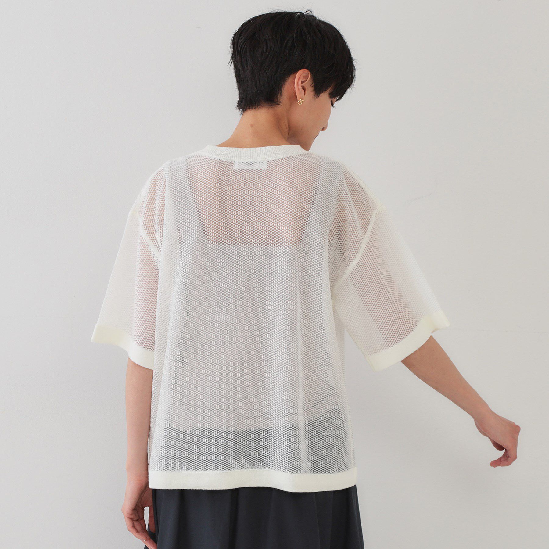 OPAQUE.CLIP「メッシュロゴニット【洗濯機洗い可】」|ニット・セーター|