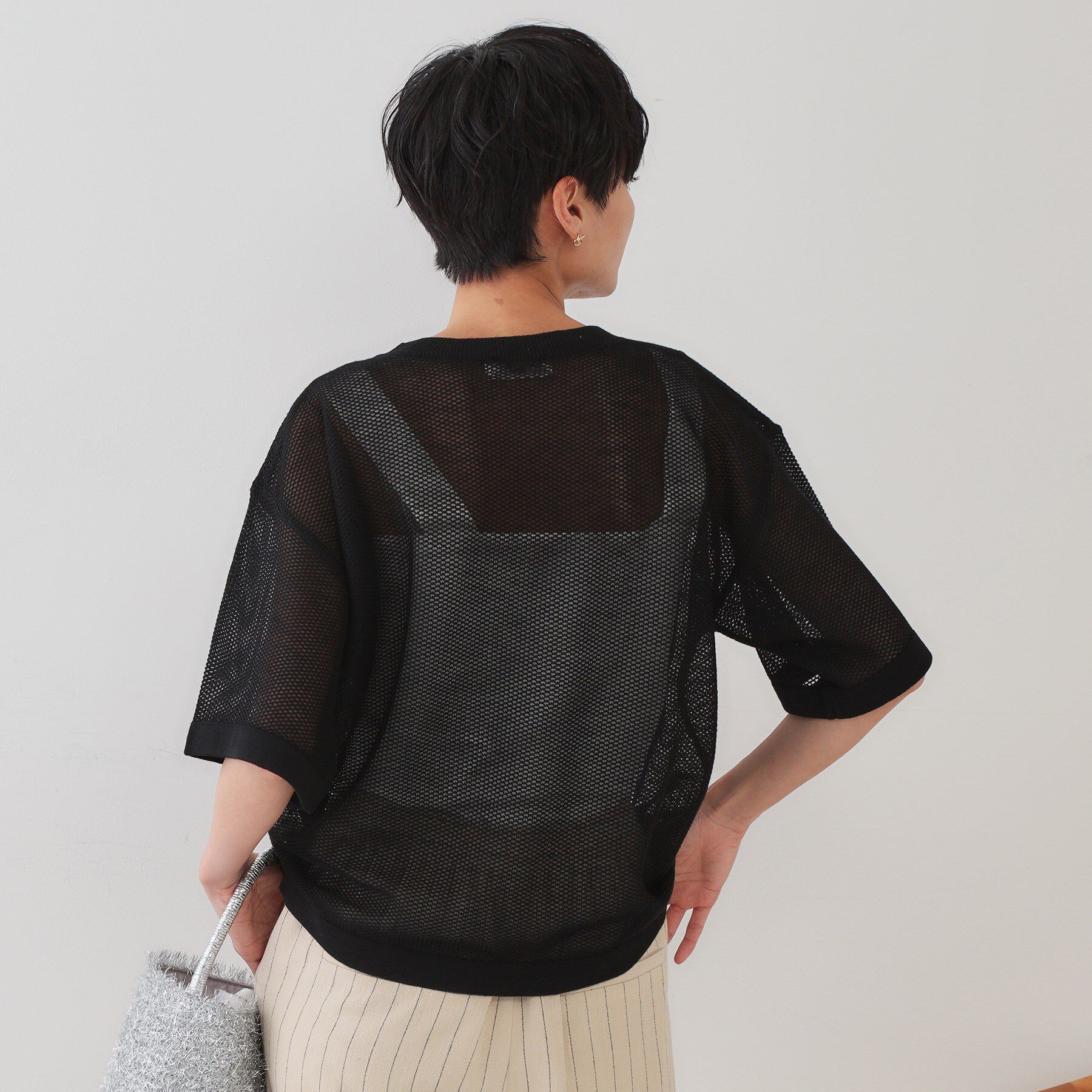 OPAQUE.CLIP「メッシュロゴニット【洗濯機洗い可】」|ニット・セーター|