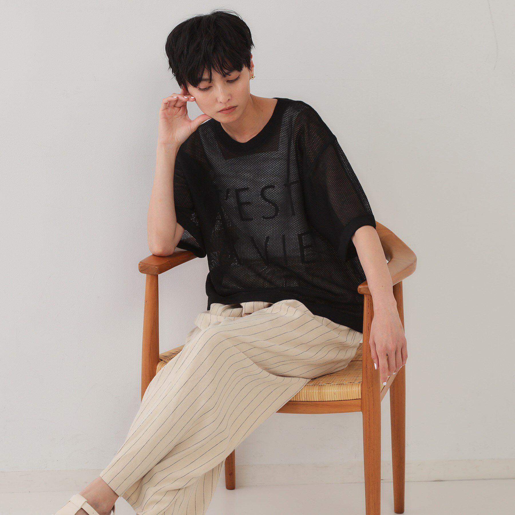 OPAQUE.CLIP「メッシュロゴニット【洗濯機洗い可】」|ニット・セーター|