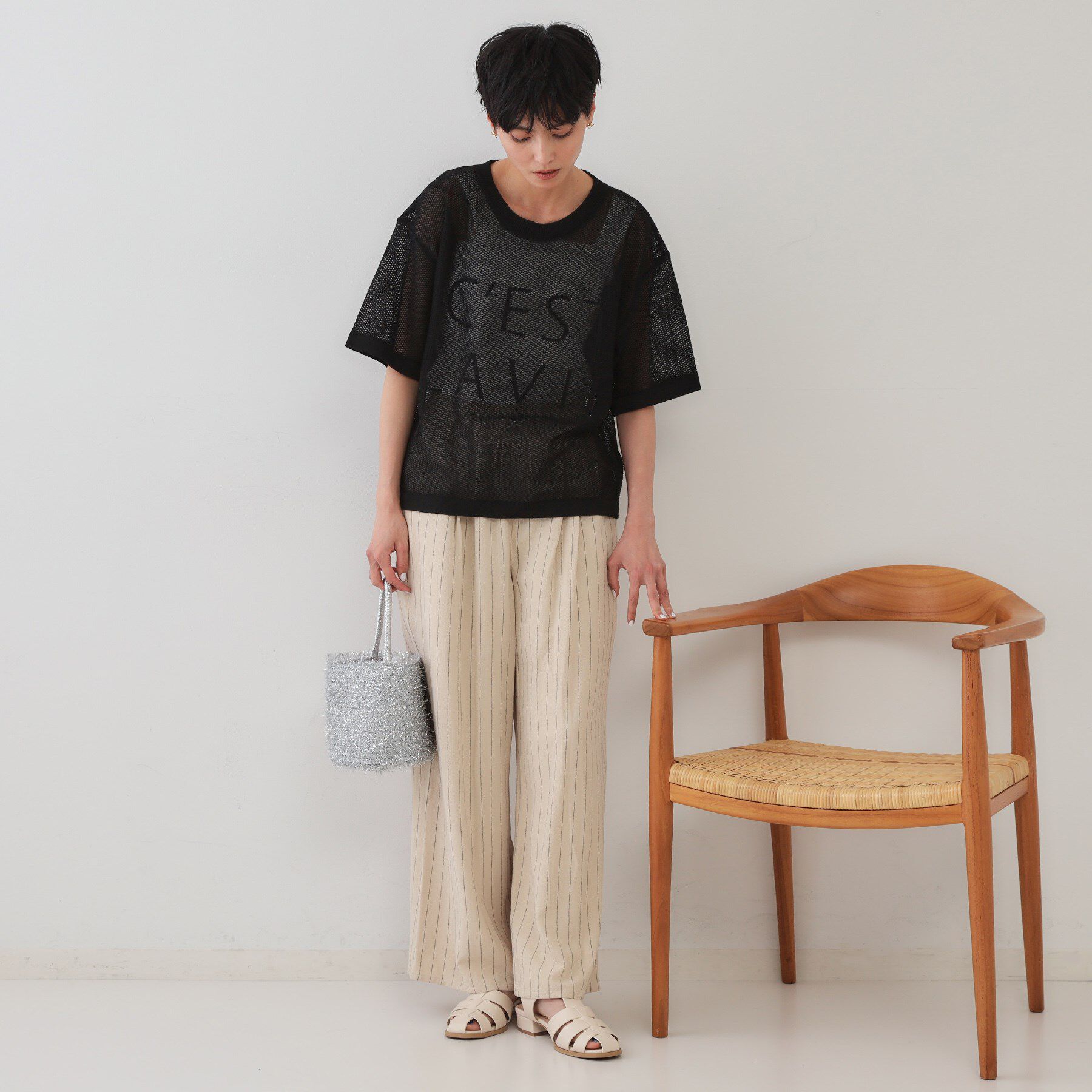 OPAQUE.CLIP「メッシュロゴニット【洗濯機洗い可】」|ニット・セーター|