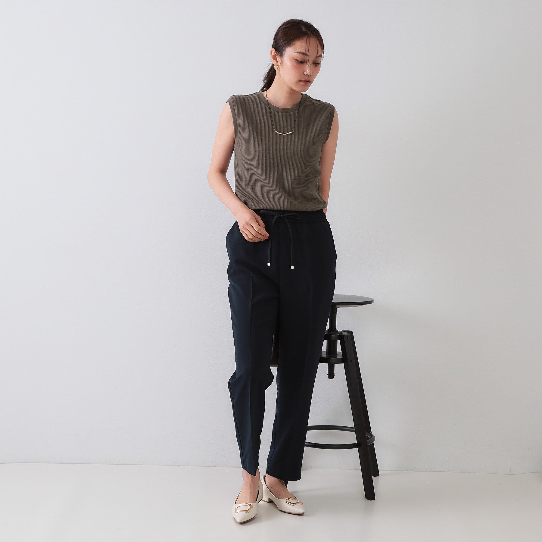 OPAQUE.CLIP「ノースリーブリブカットソー【洗濯機洗い可】」|Tシャツ・カットソー|