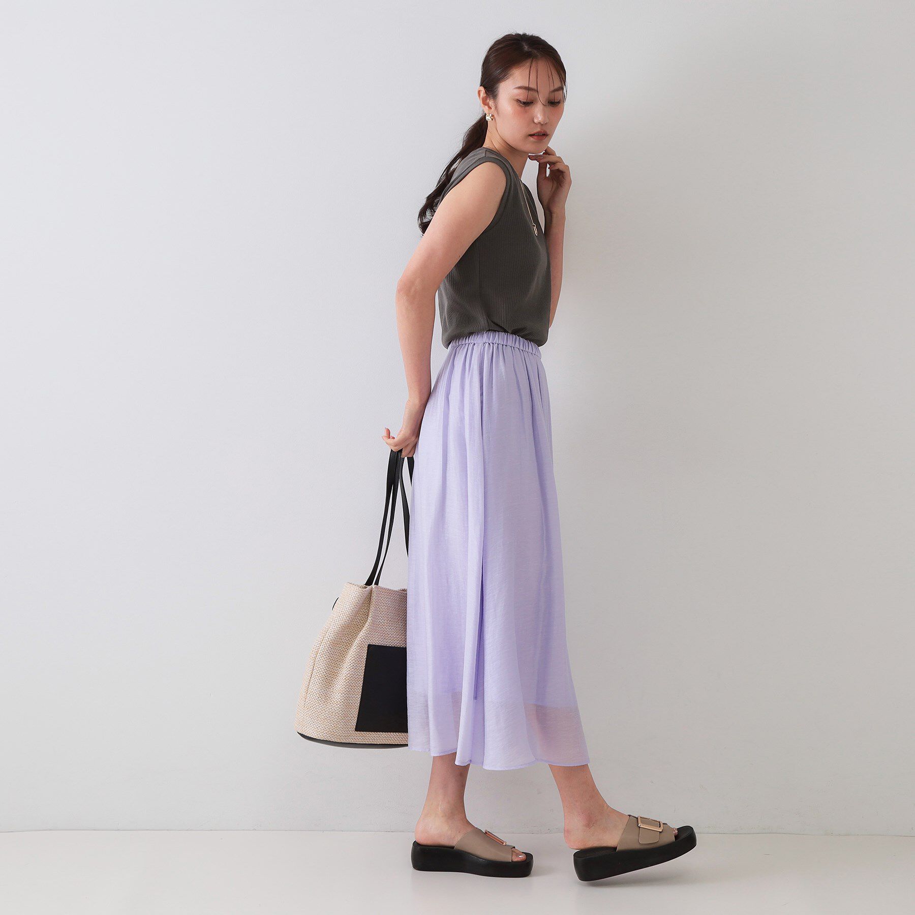 OPAQUE.CLIP「ノースリーブリブカットソー【洗濯機洗い可】」|Tシャツ・カットソー|