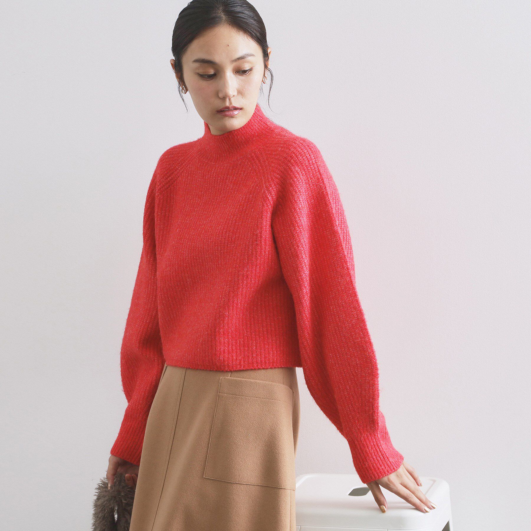 OPAQUE.CLIP「MIXミドルゲージショートあぜニット【洗濯機OK】」|ニット・セーター|