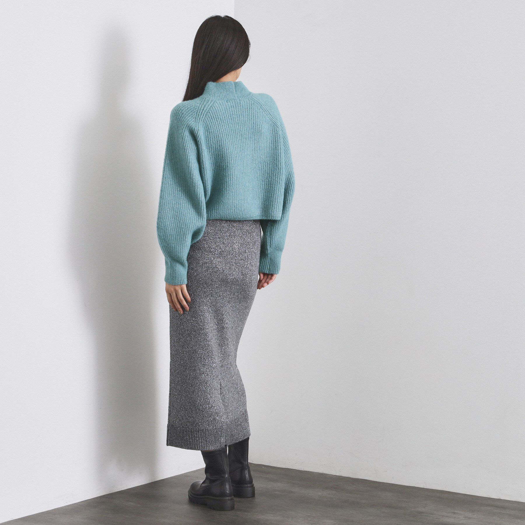 OPAQUE.CLIP「MIXミドルゲージショートあぜニット【洗濯機OK】」|ニット・セーター|