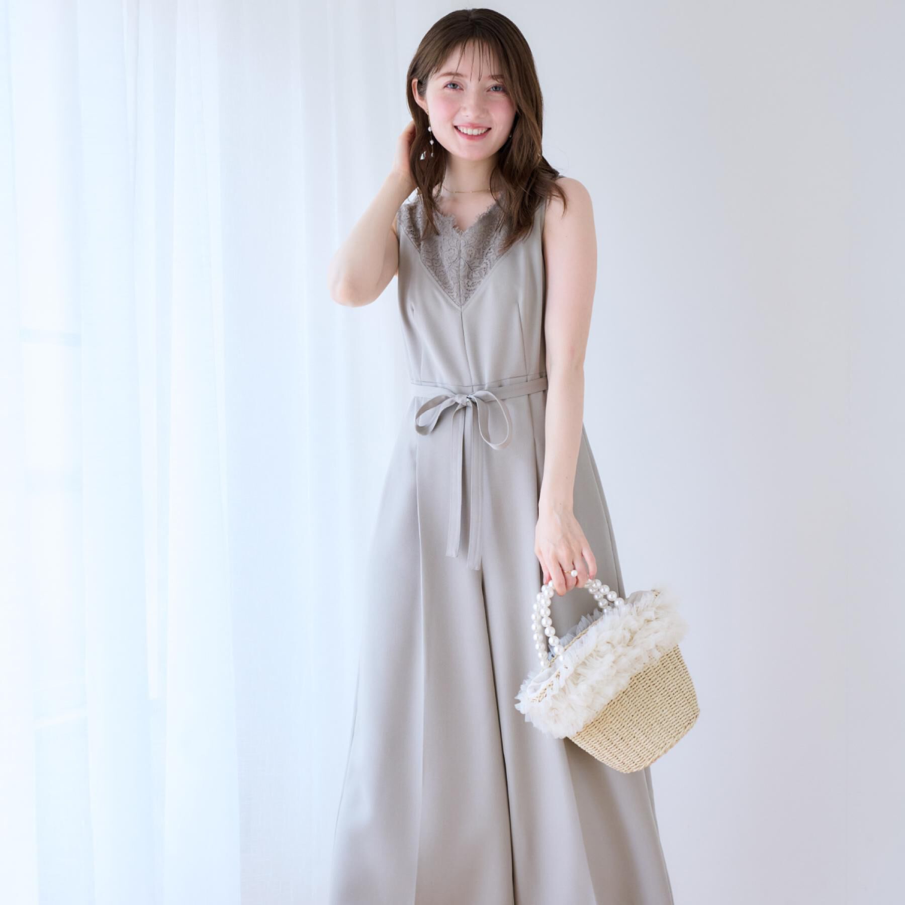 Couture broach「【一枚で着映える】レース切替デザインオールインワン」|オールインワン|