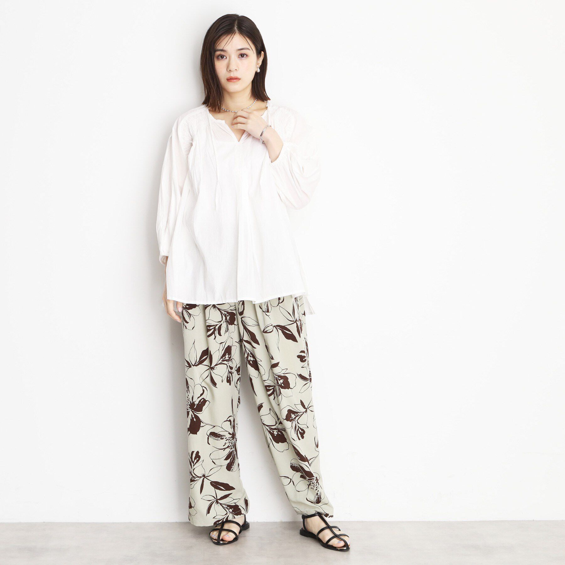 THE SHOP TK「コットンシャーリングブラウス【洗える】」|シャツ・ブラウス|