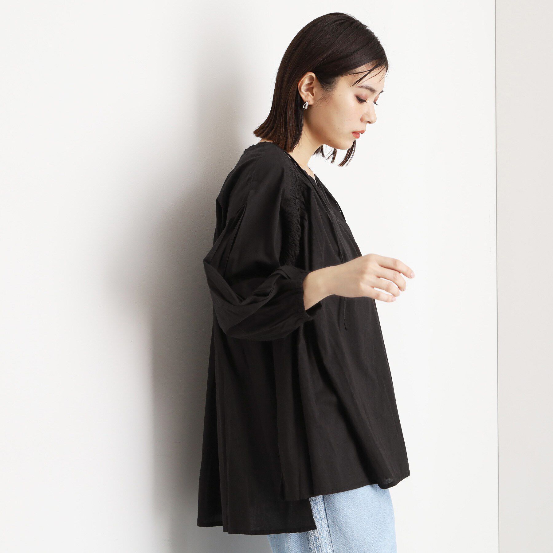 THE SHOP TK「コットンシャーリングブラウス【洗える】」|シャツ・ブラウス|