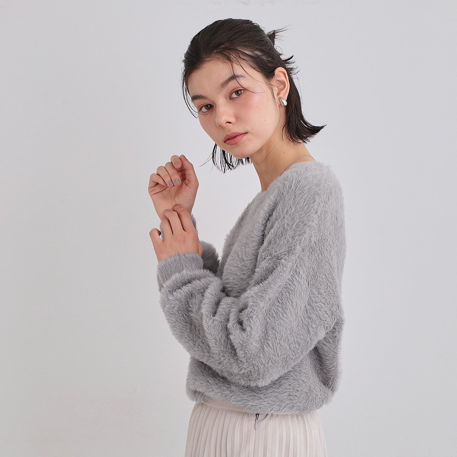 THE SHOP TK「【華やかで柔らか】ふわふわフェザーニット/洗える・前後2WAY」|ニット・セーター|