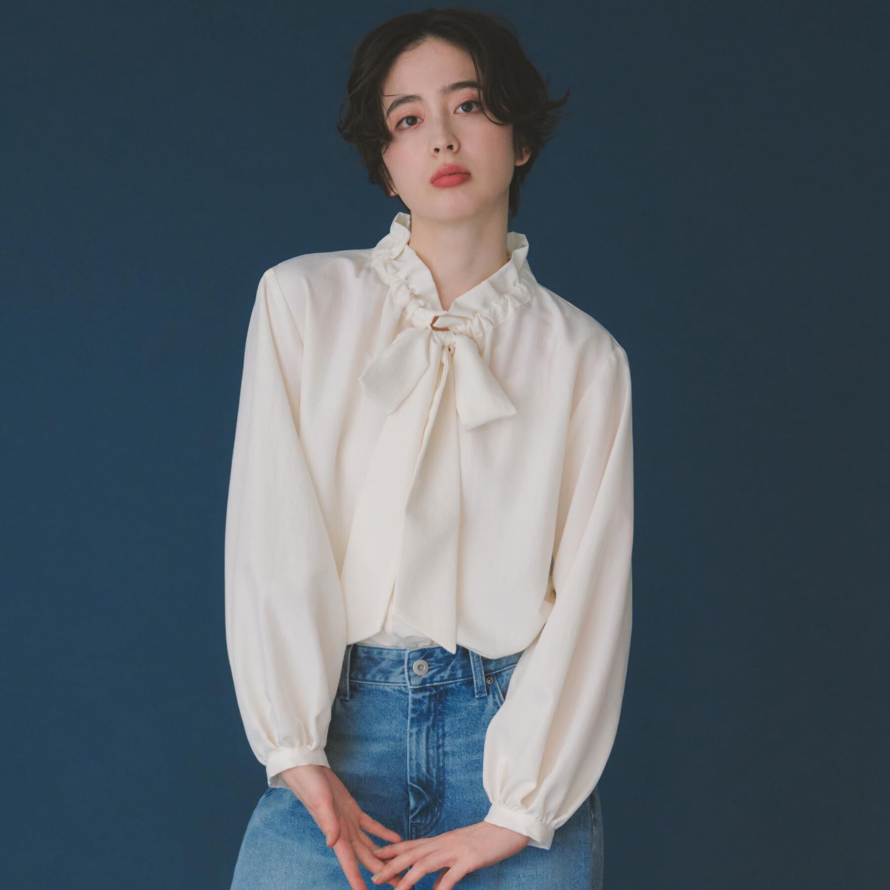 THE SHOP TK「【通勤・セレモニー】ギャザーリボンタイブラウス」|シャツ・ブラウス|