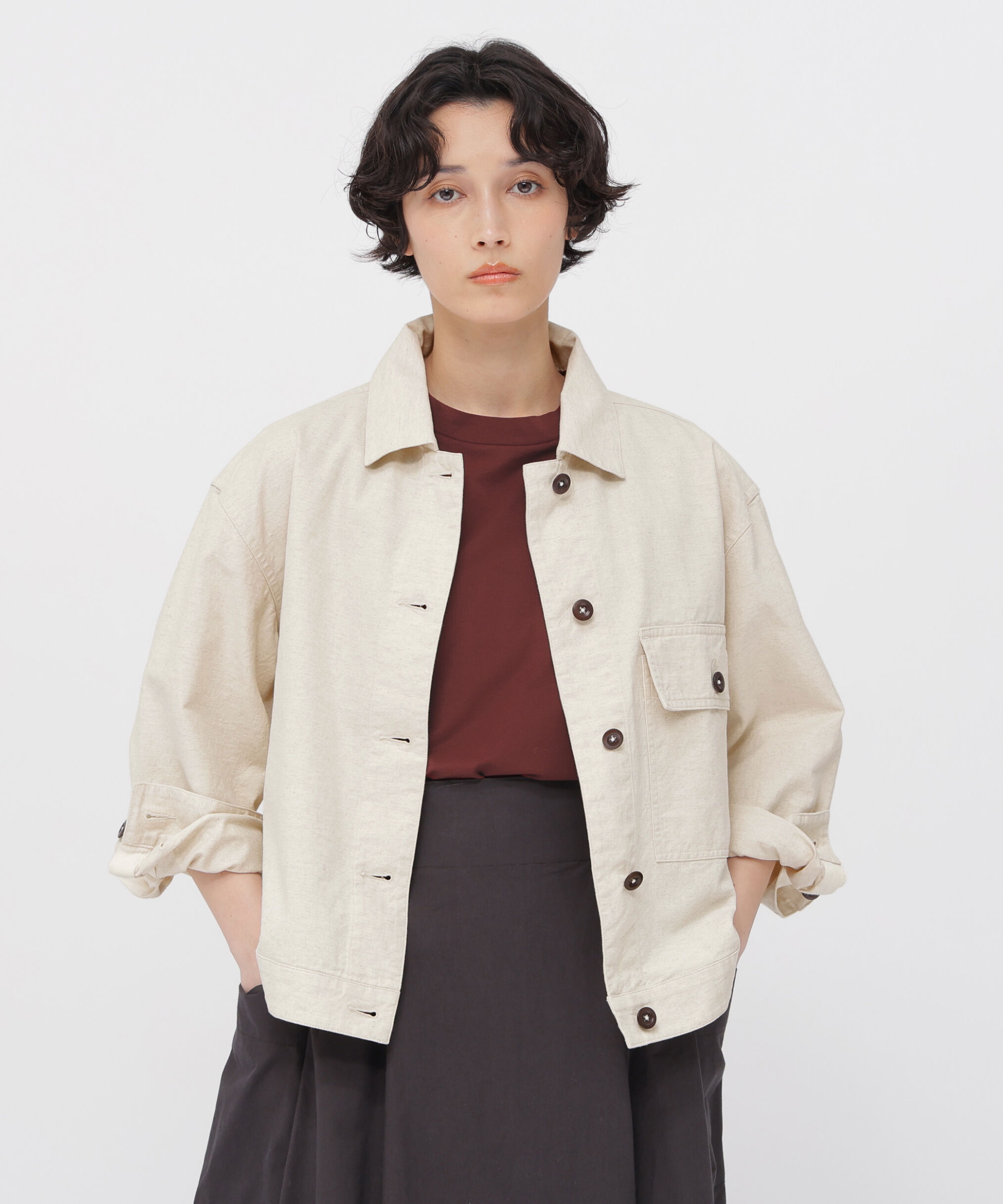 MHL.「BELGIAN LINEN COTTON PLAINWEAVE BLOUSON」|ブルゾン・スタジャン|NATURAL2