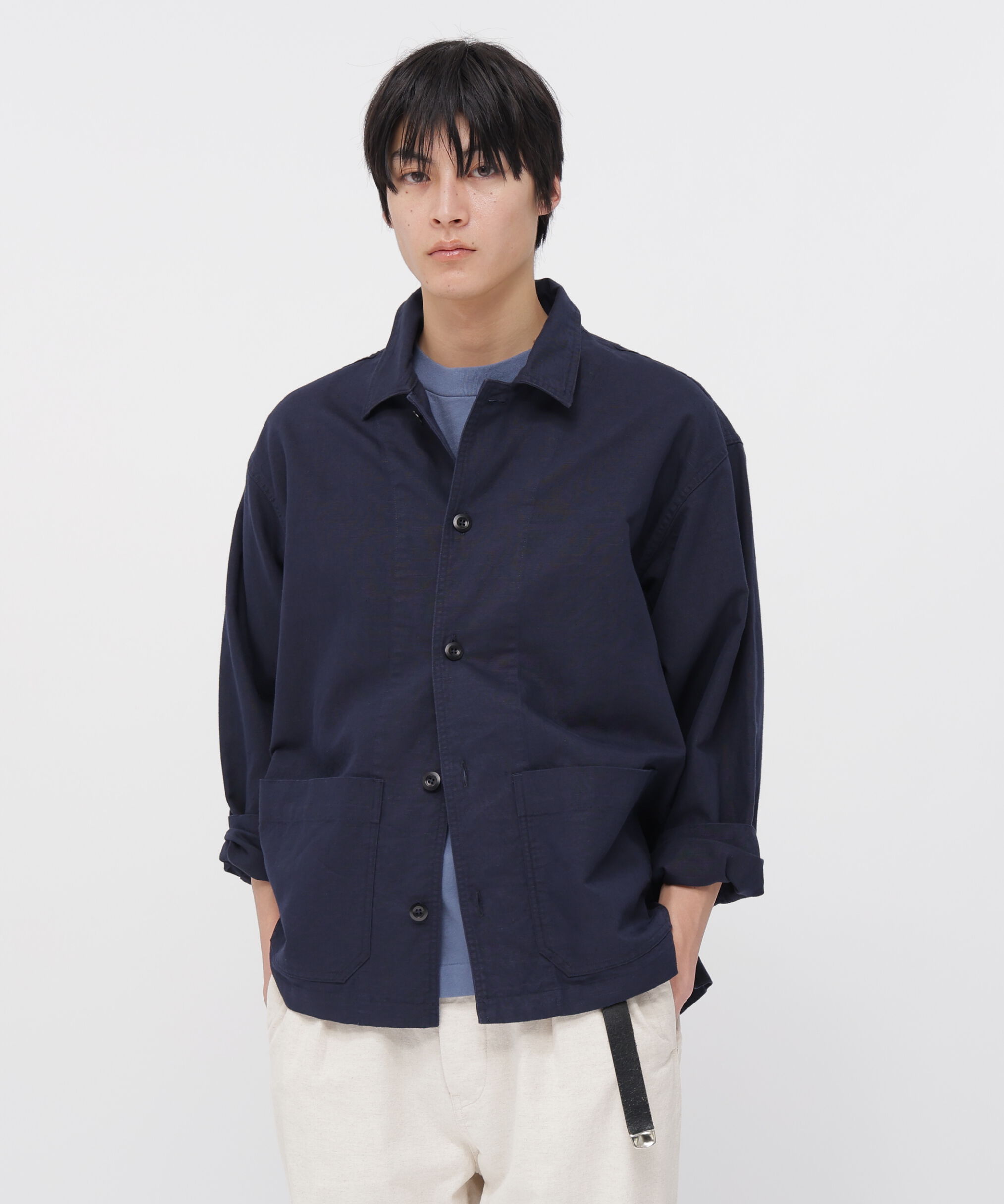 MHL.「COTTON HEMP OXFORD SHIRT」|シャツ・ブラウス|NAVY