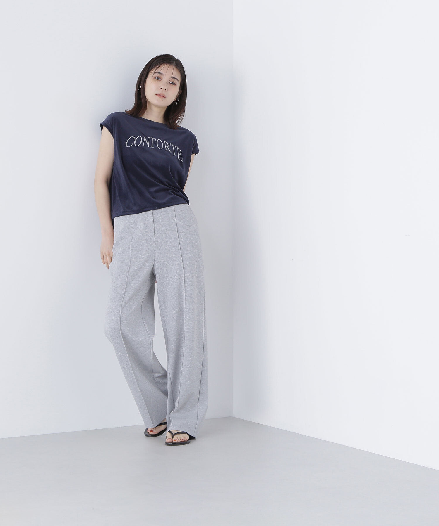  「ベロアロゴ刺繍トップス」|Tシャツ・カットソー|