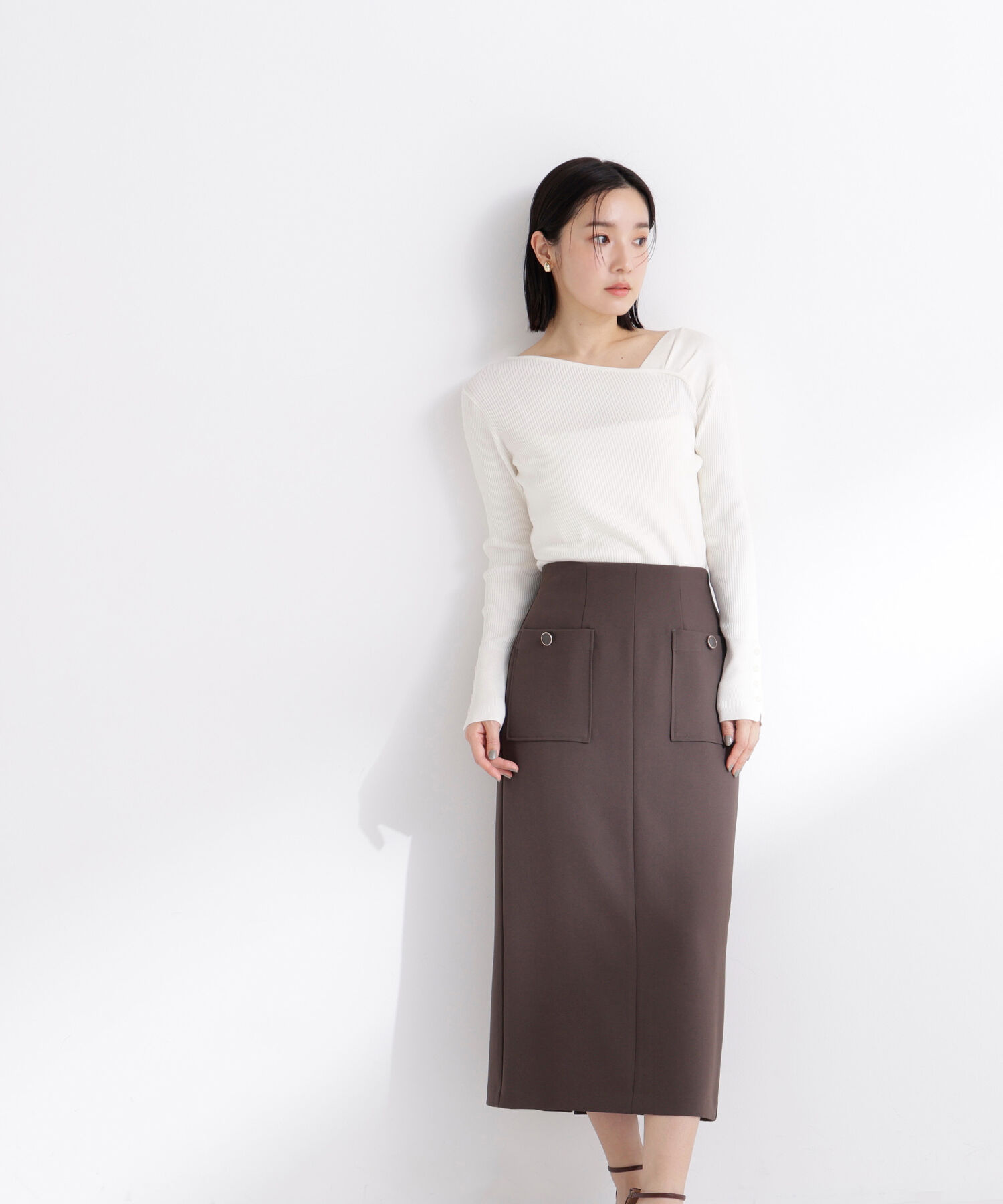  「ショルダータックアシメネックニット」|ニット・セーター|