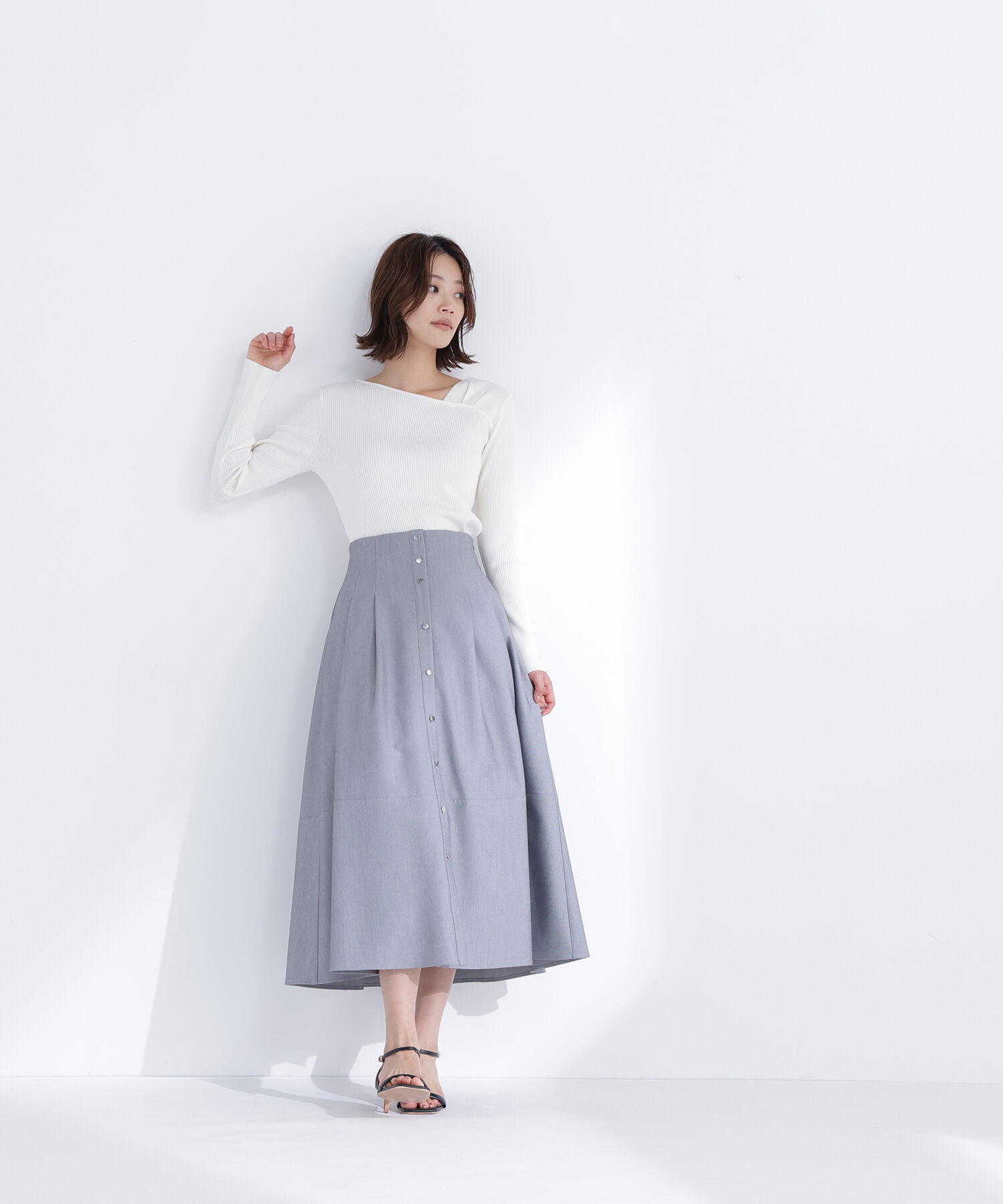  「ショルダータックアシメネックニット」|ニット・セーター|