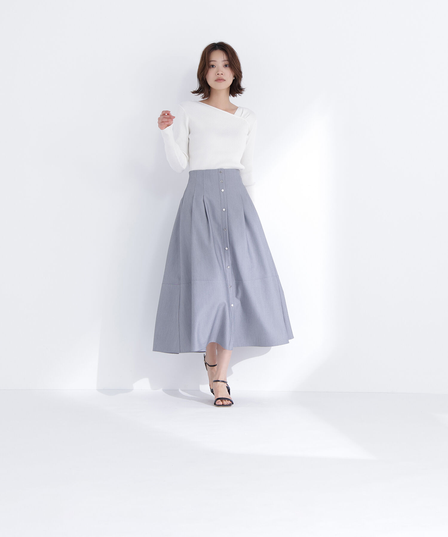  「ショルダータックアシメネックニット」|ニット・セーター|