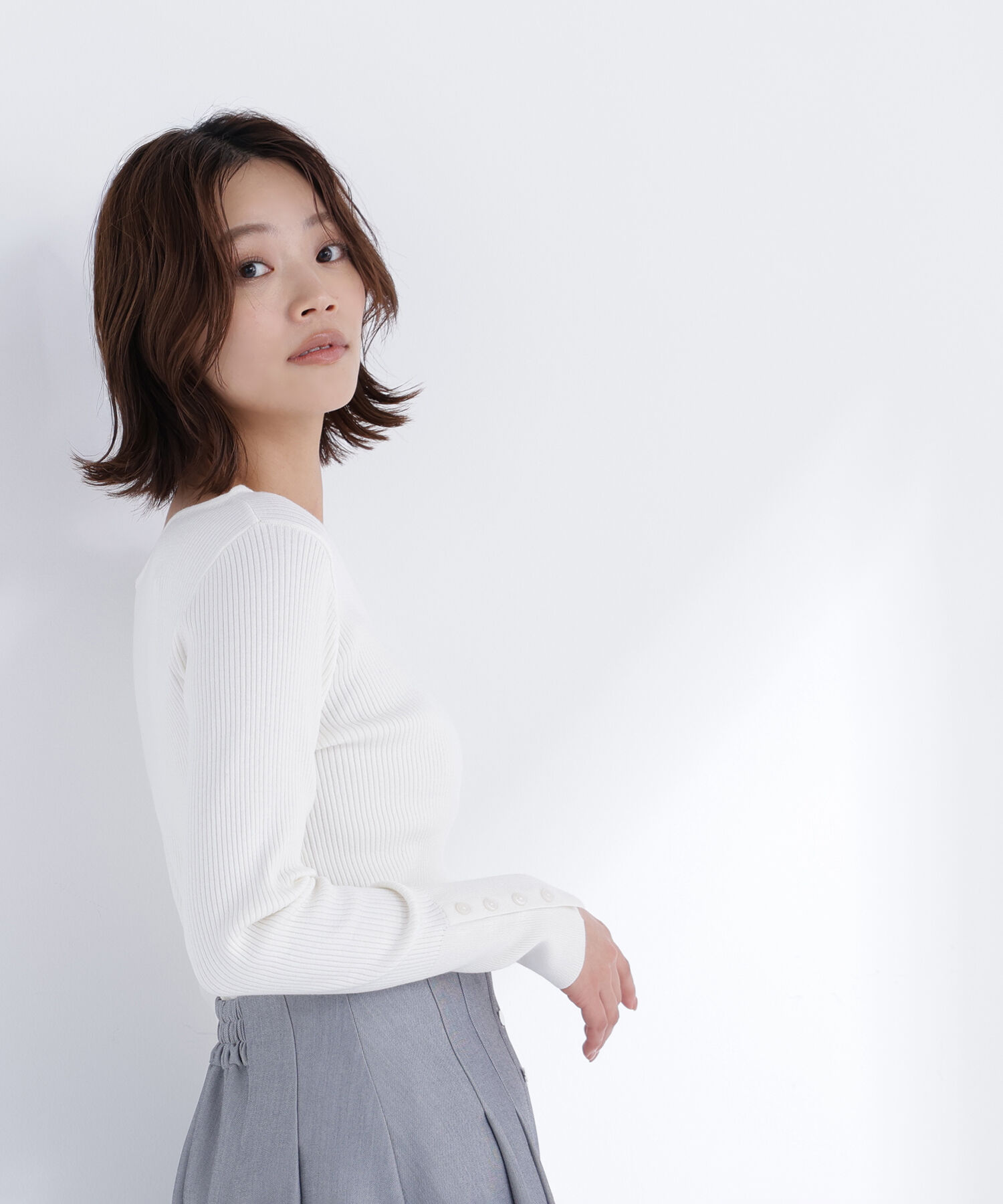  「ショルダータックアシメネックニット」|ニット・セーター|