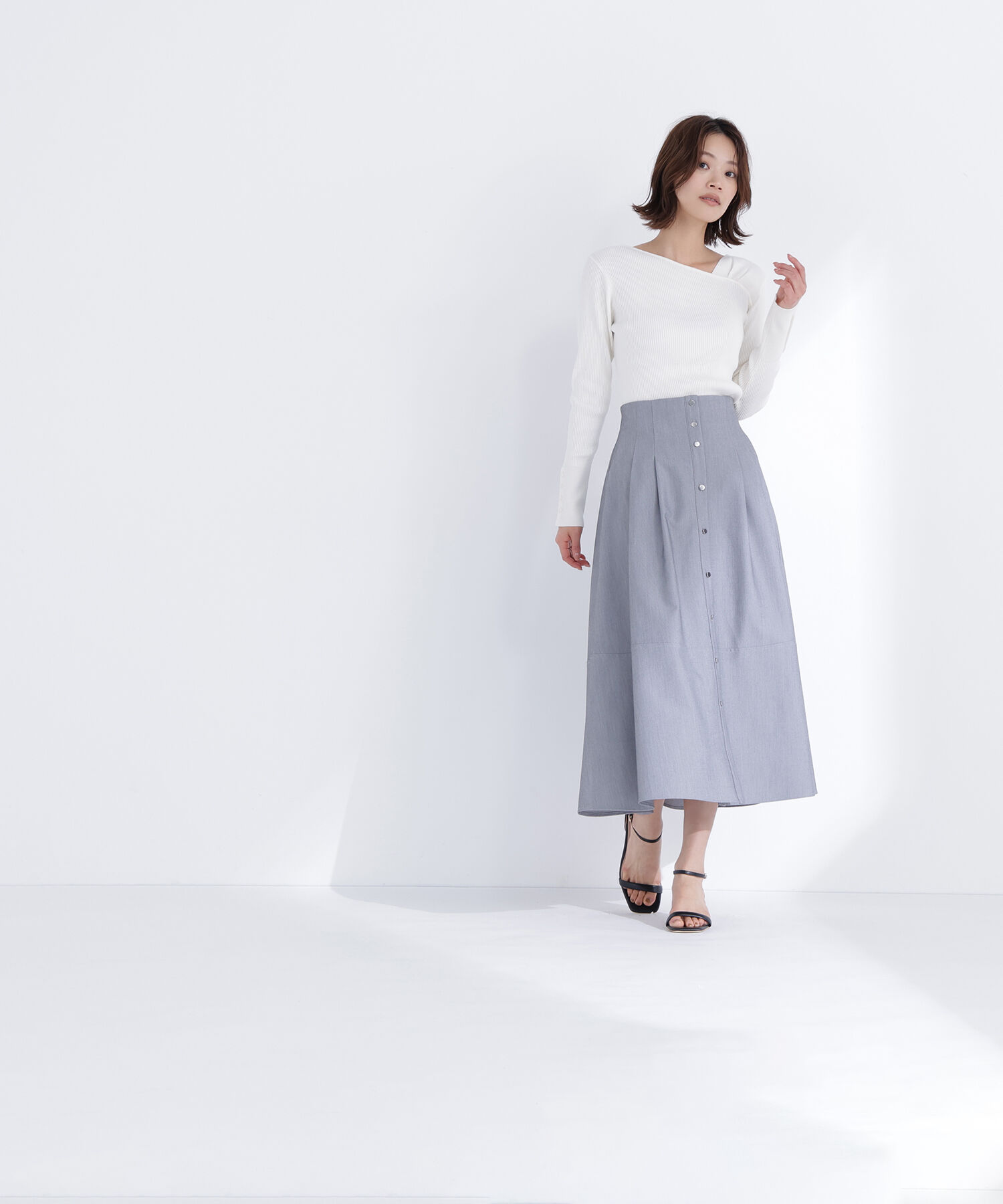  「ショルダータックアシメネックニット」|ニット・セーター|