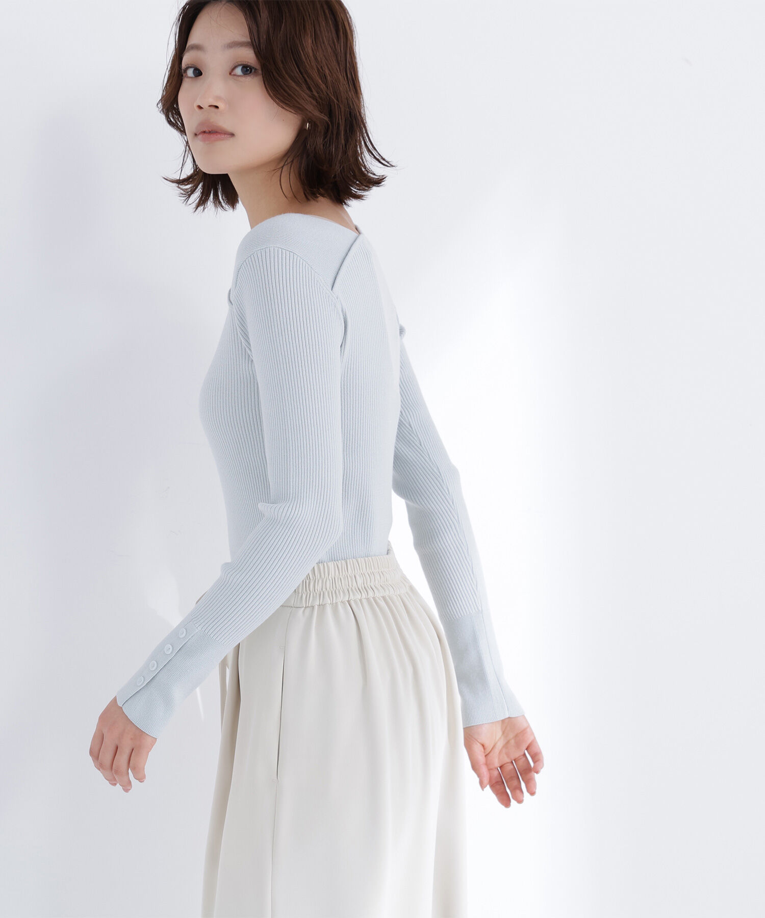  「ショルダータックアシメネックニット」|ニット・セーター|