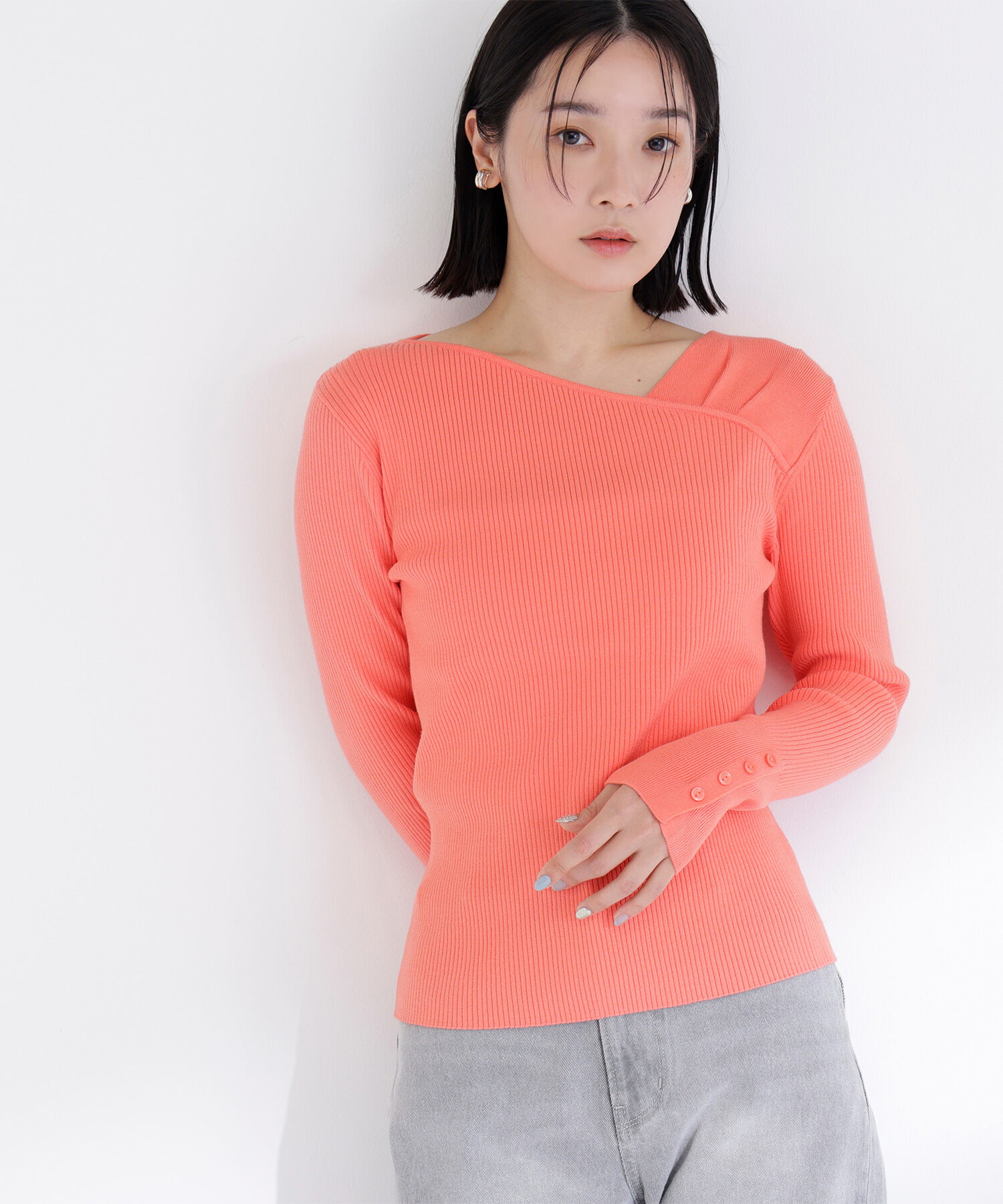  「ショルダータックアシメネックニット」|ニット・セーター|コーラル