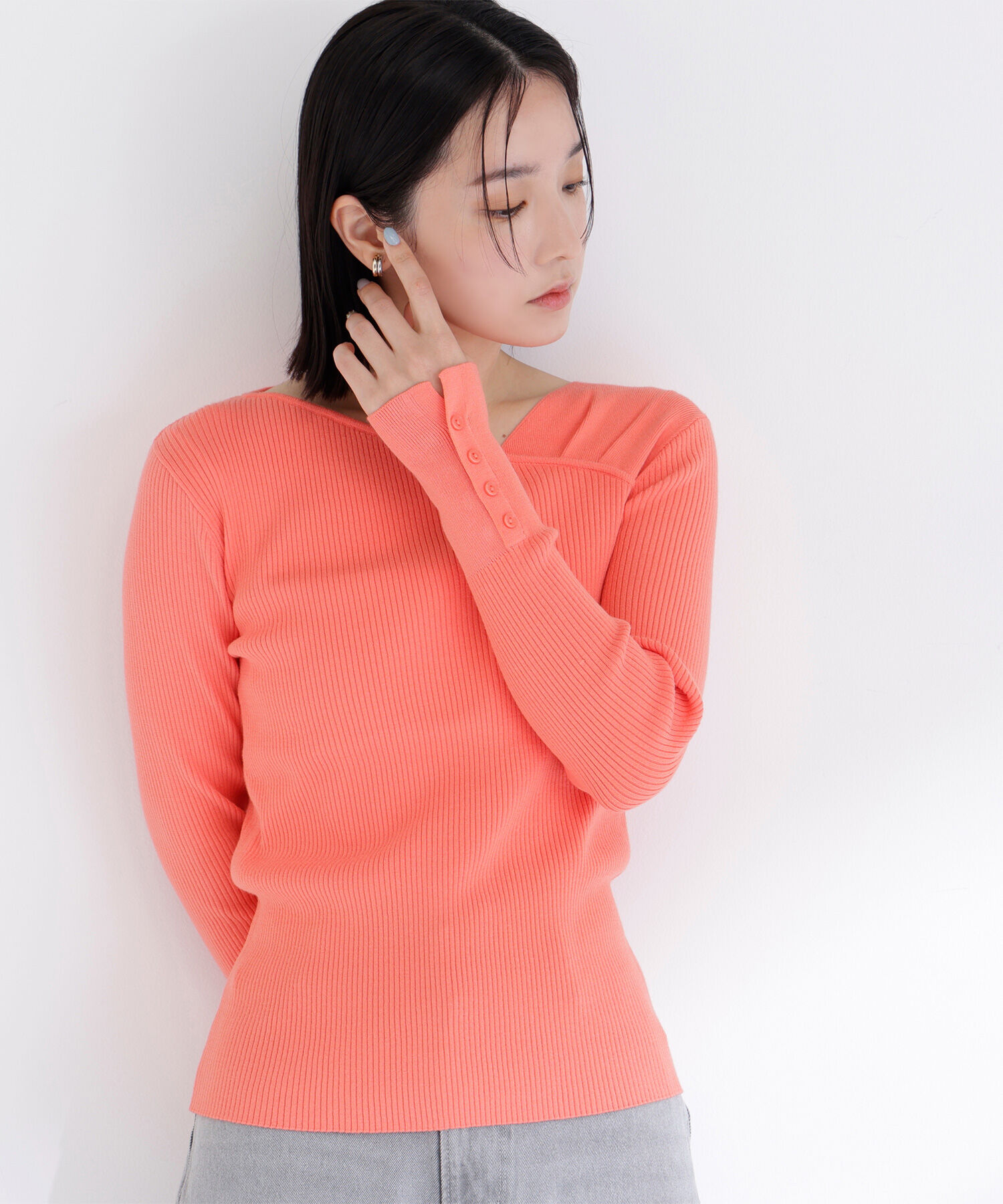  「ショルダータックアシメネックニット」|ニット・セーター|