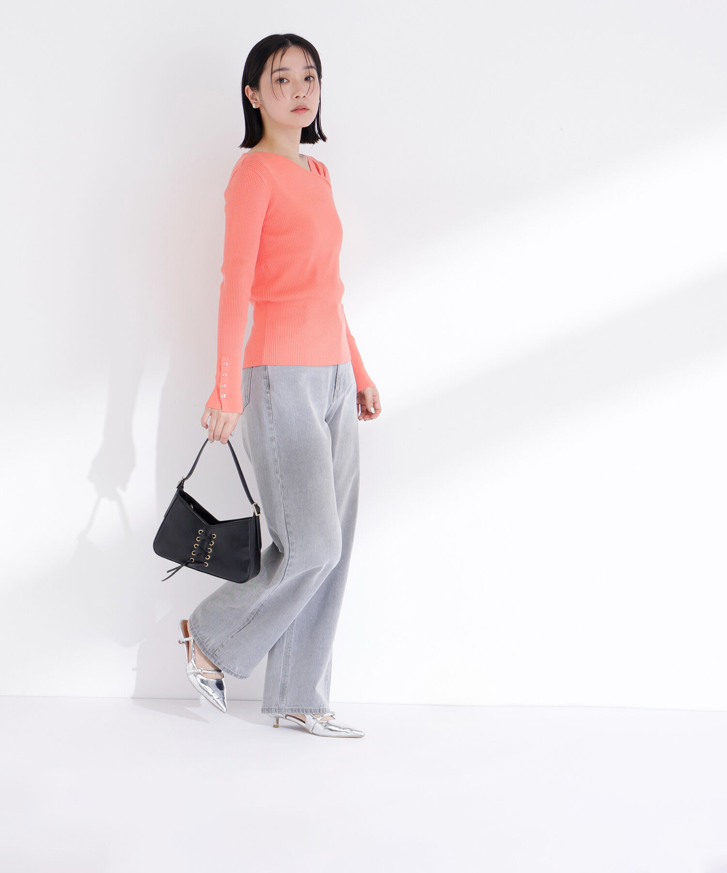  「ショルダータックアシメネックニット」|ニット・セーター|