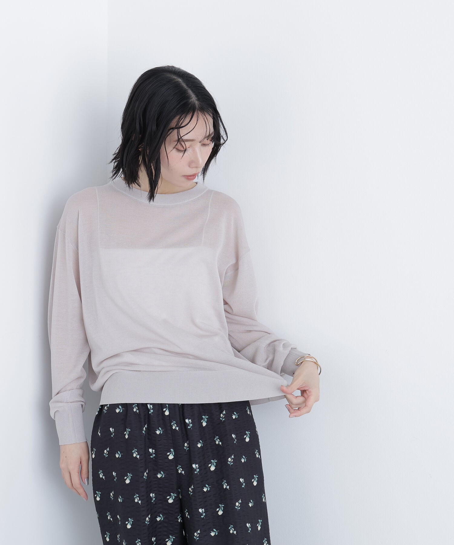  「〈N.〉シアーボクシーニット」|ニット・セーター|グレー