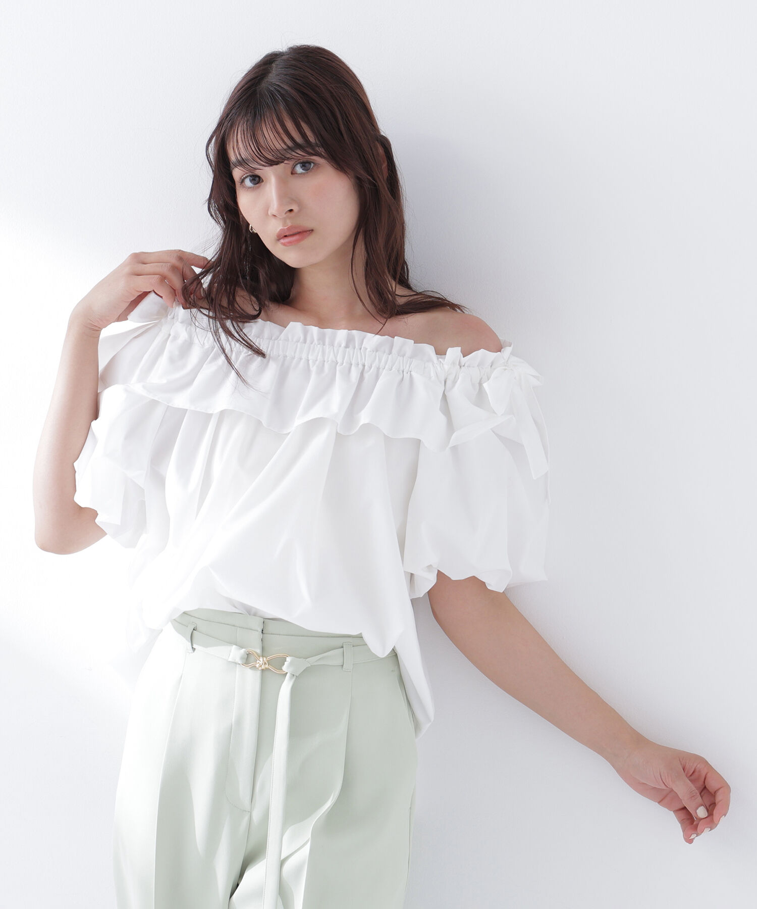  「ショルダーリボンブラウス」|シャツ・ブラウス|オフホワイト1