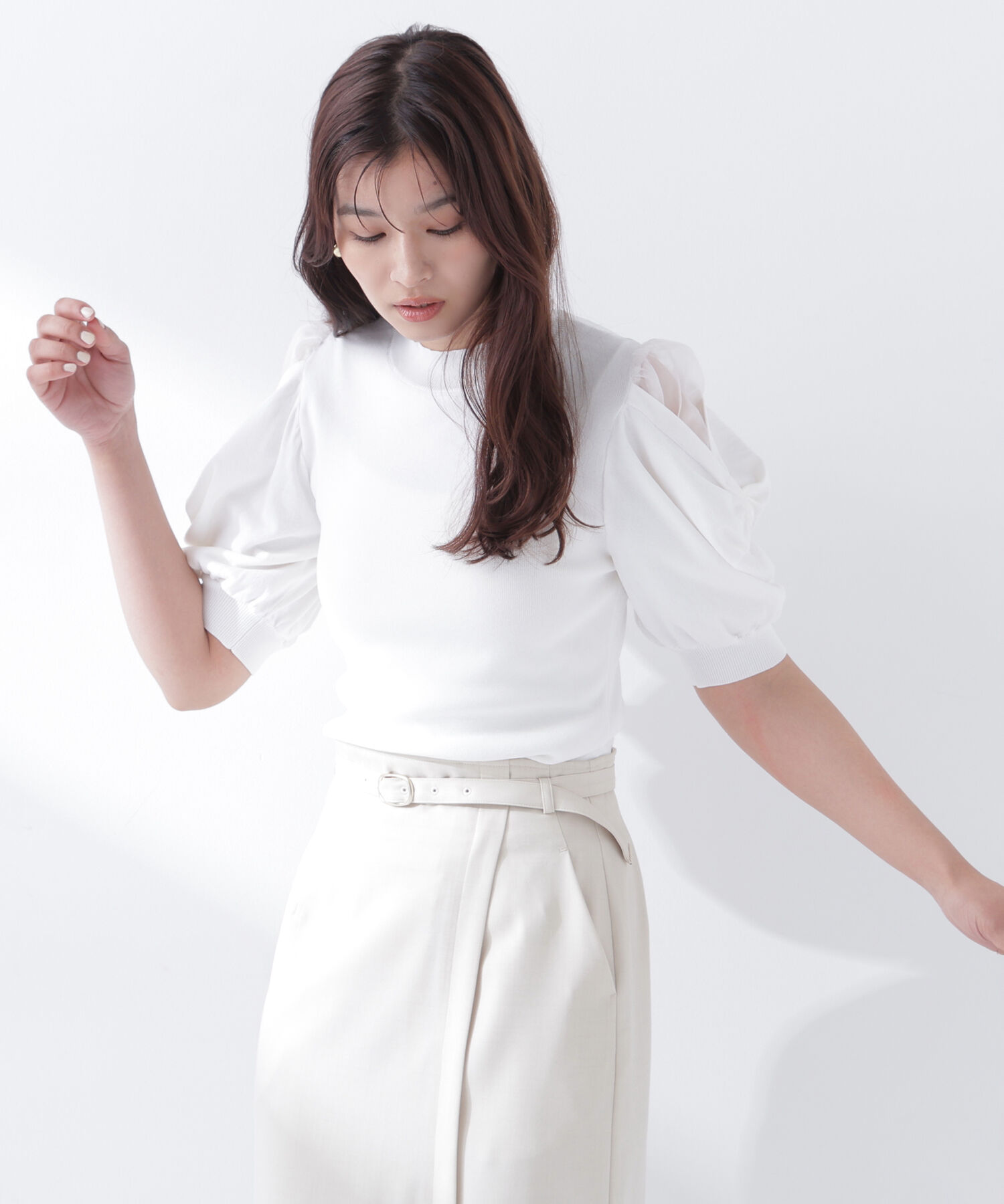  「シアーツイストスリーブニット」|ニット・セーター|