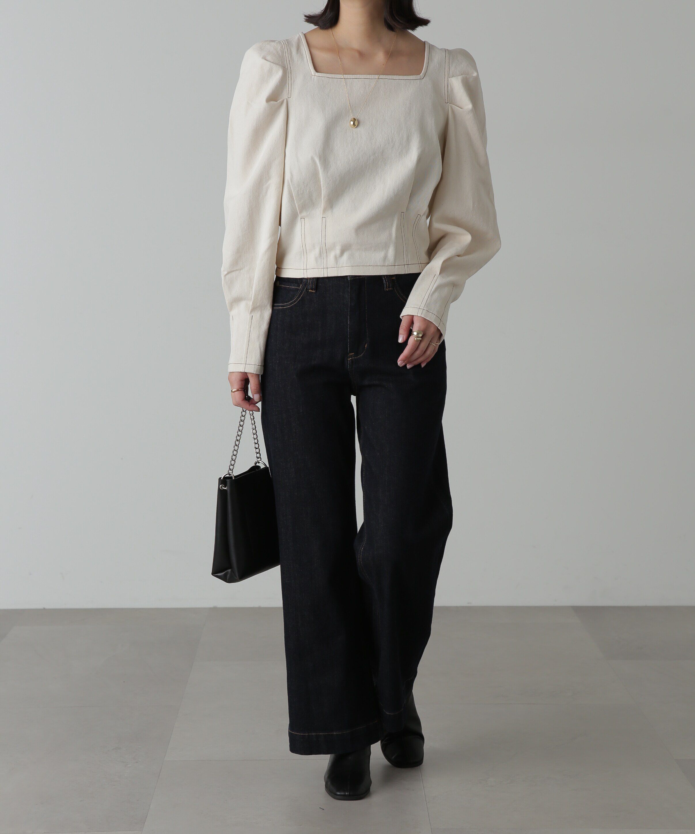  「スクエアネックボリュームスリーブ長袖ブラウス」|シャツ・ブラウス|