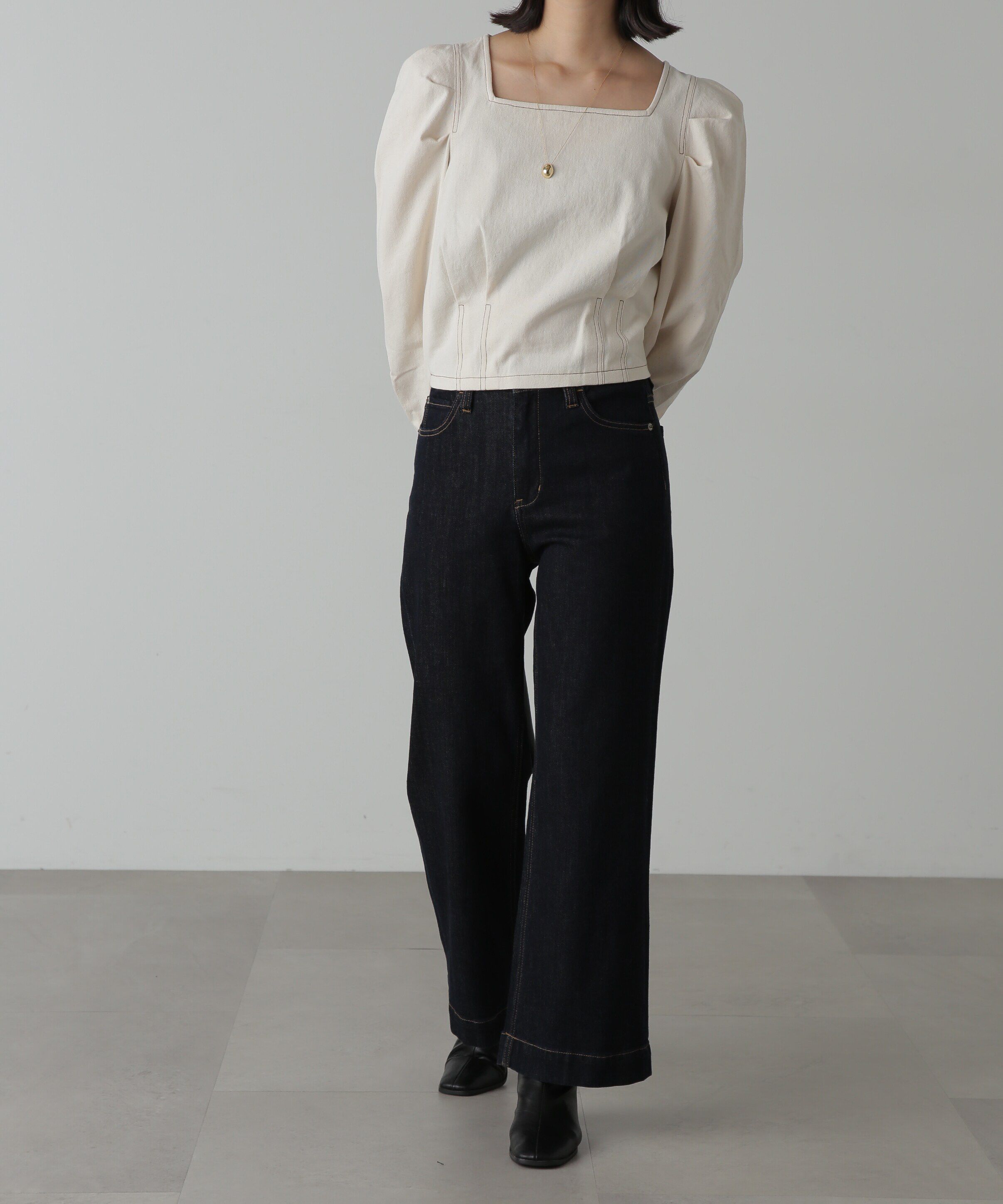  「スクエアネックボリュームスリーブ長袖ブラウス」|シャツ・ブラウス|