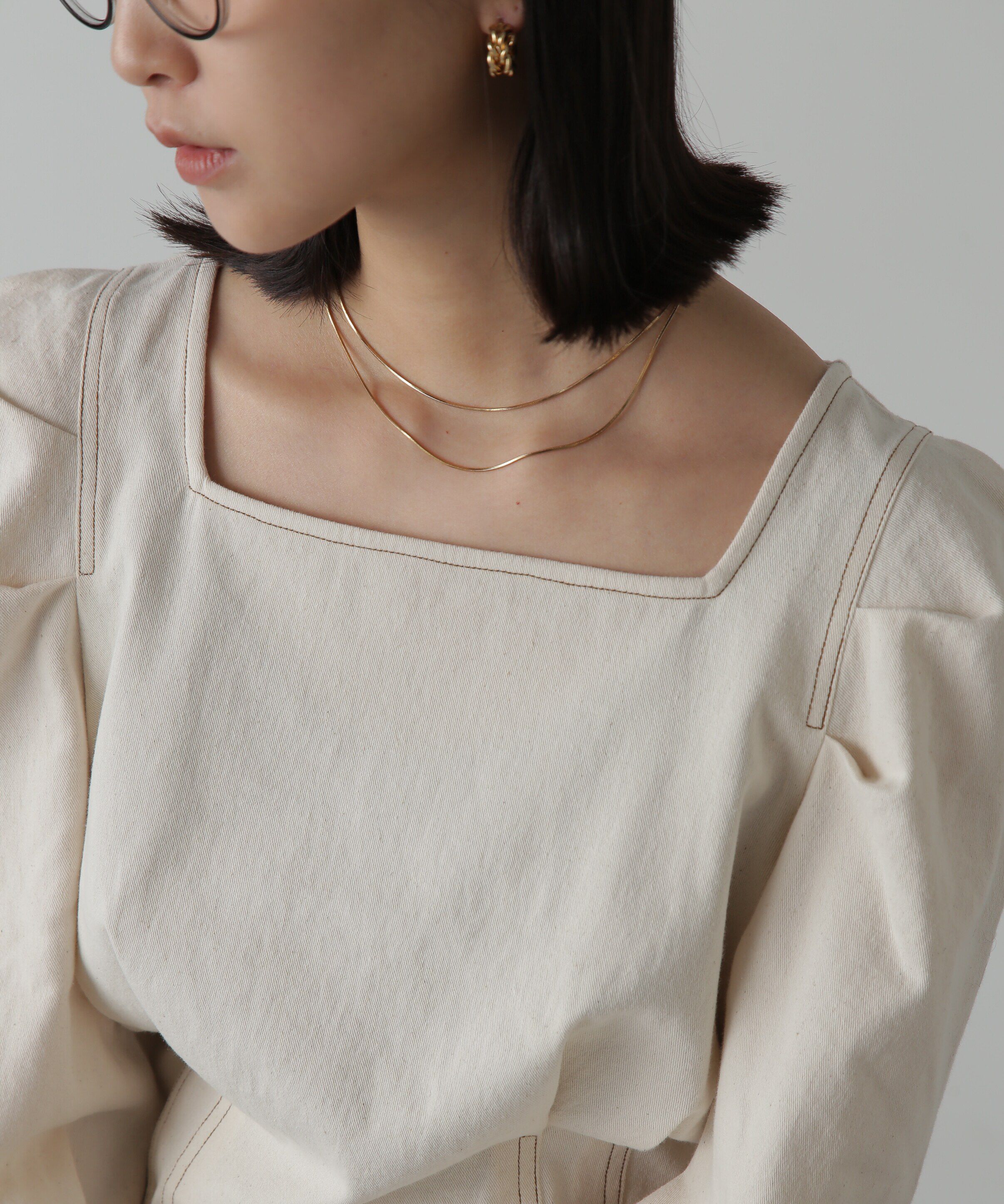  「スクエアネックボリュームスリーブ長袖ブラウス」|シャツ・ブラウス|