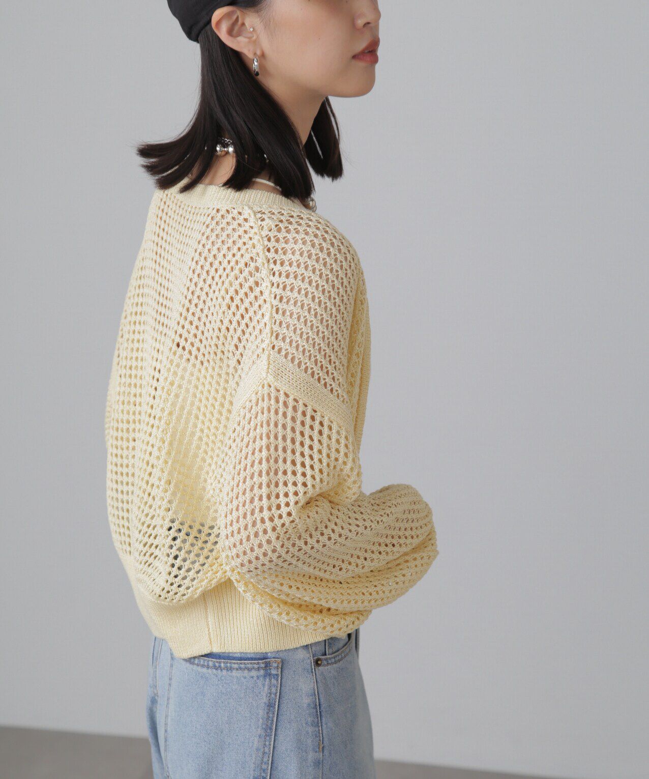  「フロントジップラメメッシュカーディガン」|ニット・セーター|