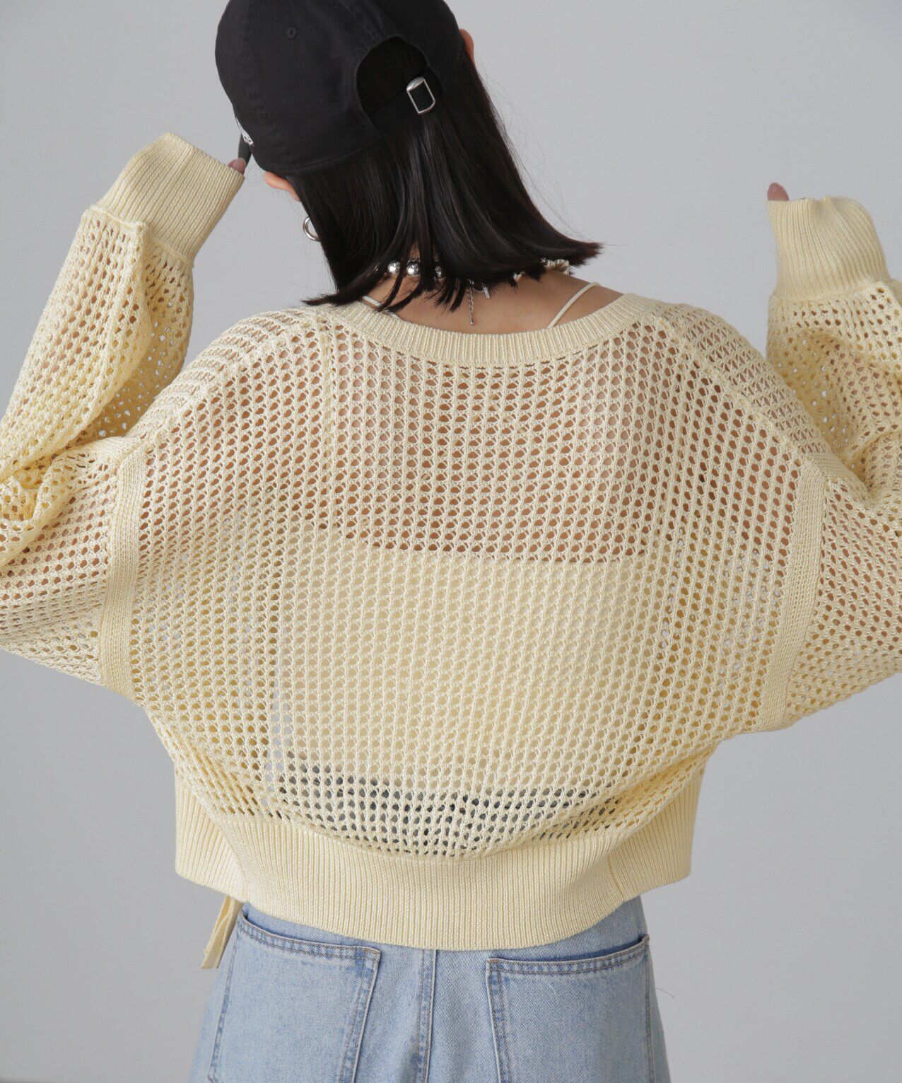  「フロントジップラメメッシュカーディガン」|ニット・セーター|