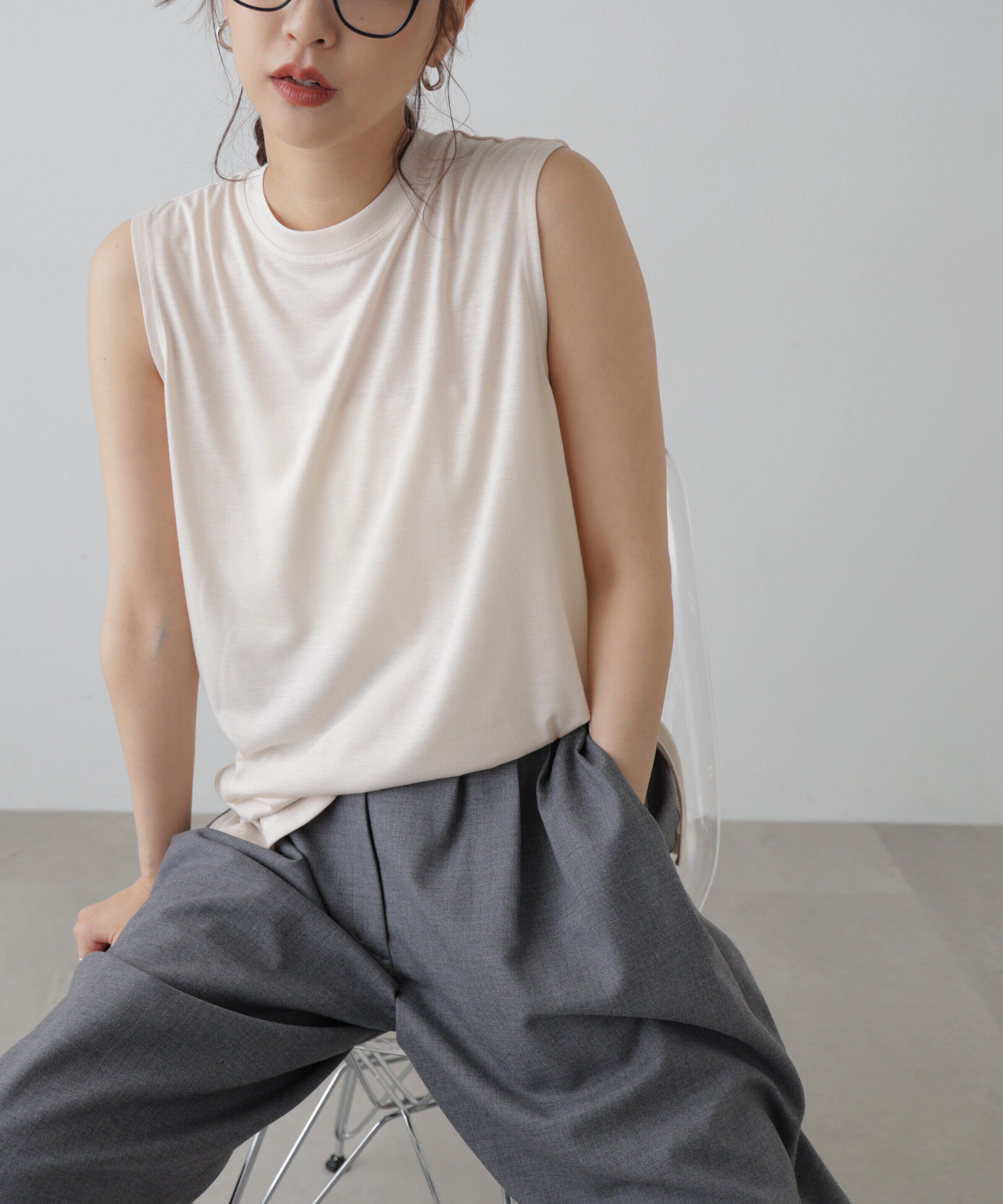  「サイドスリットタンクトップ」|Tシャツ・カットソー|オフ