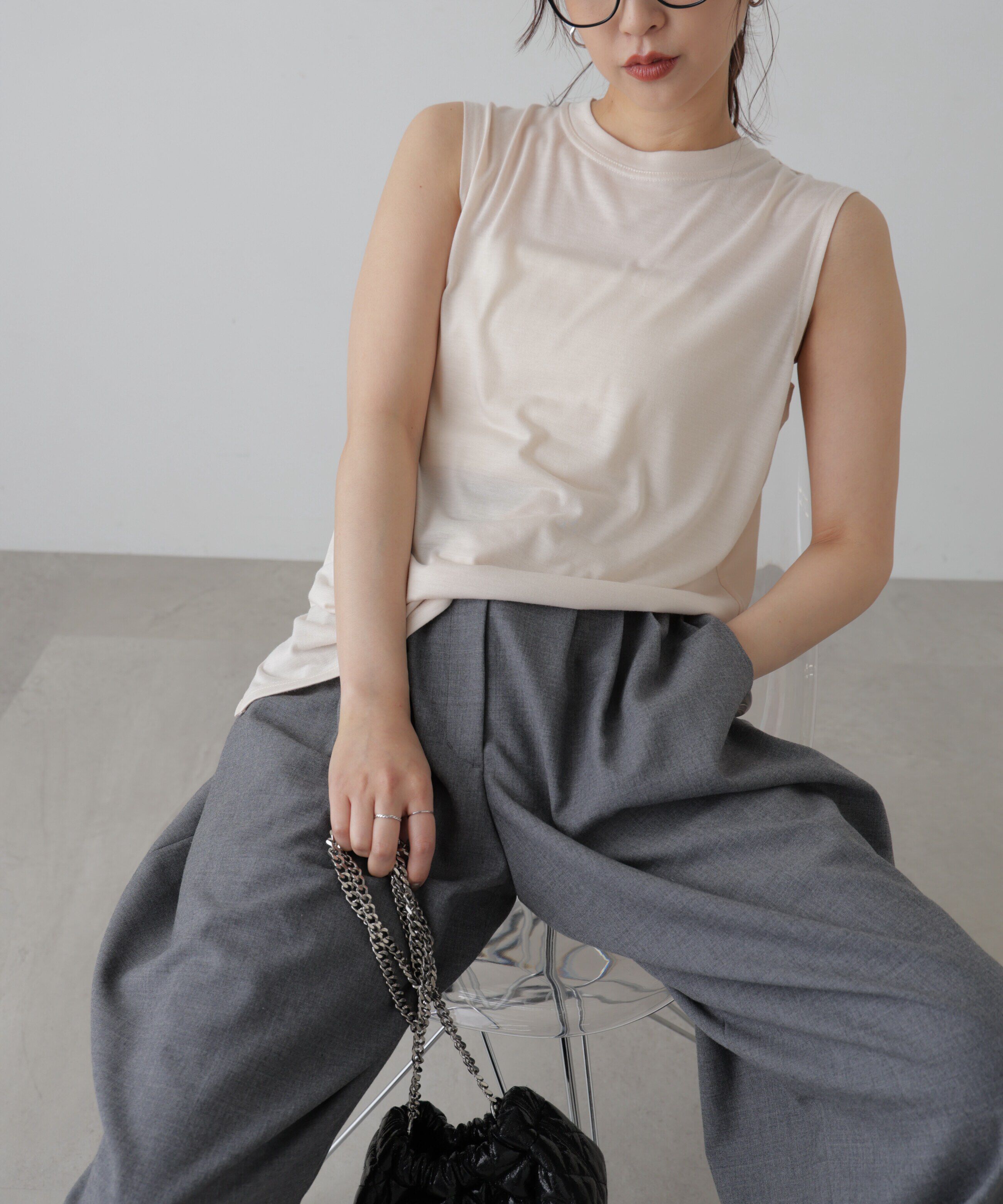  「サイドスリットタンクトップ」|Tシャツ・カットソー|