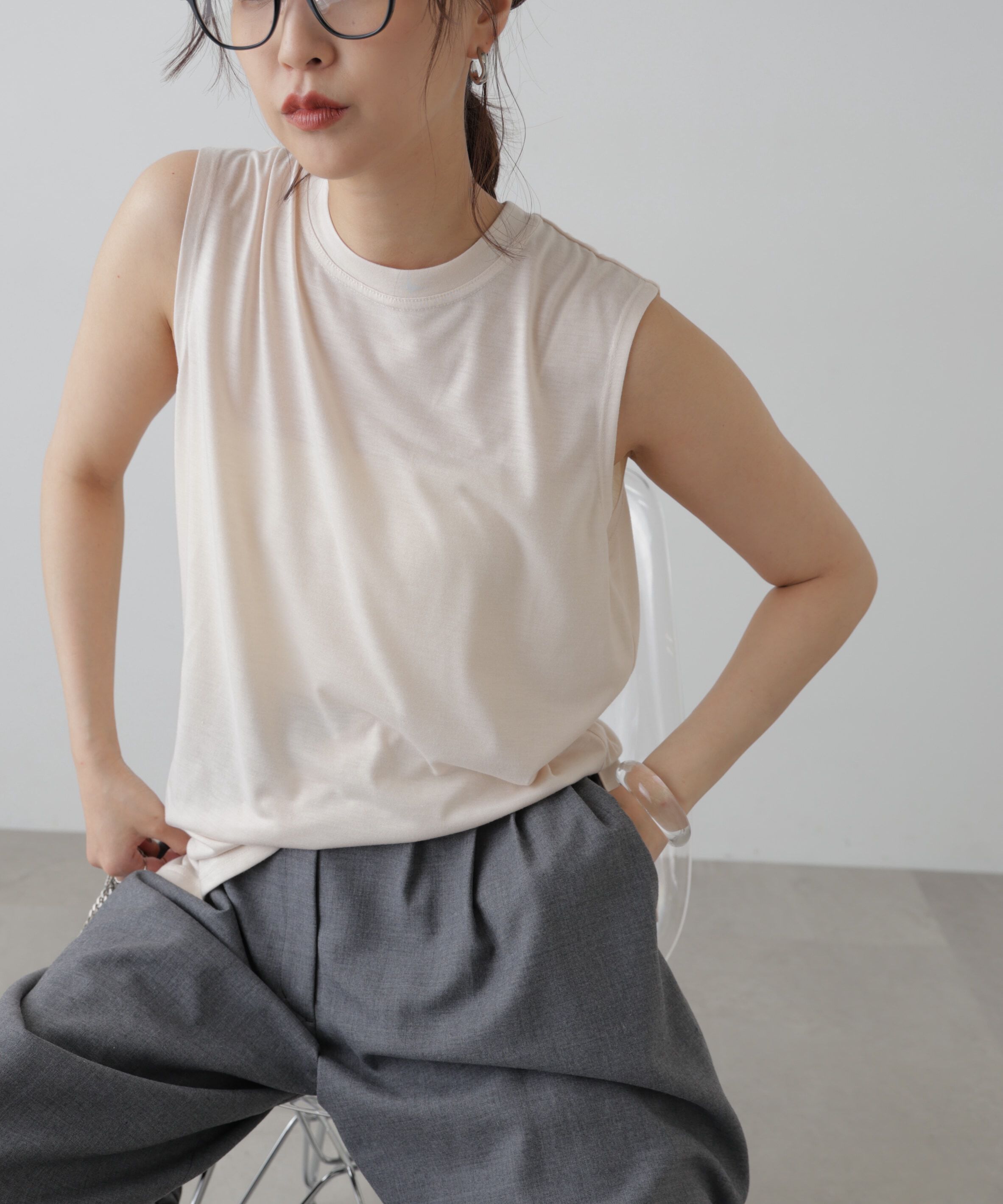  「サイドスリットタンクトップ」|Tシャツ・カットソー|