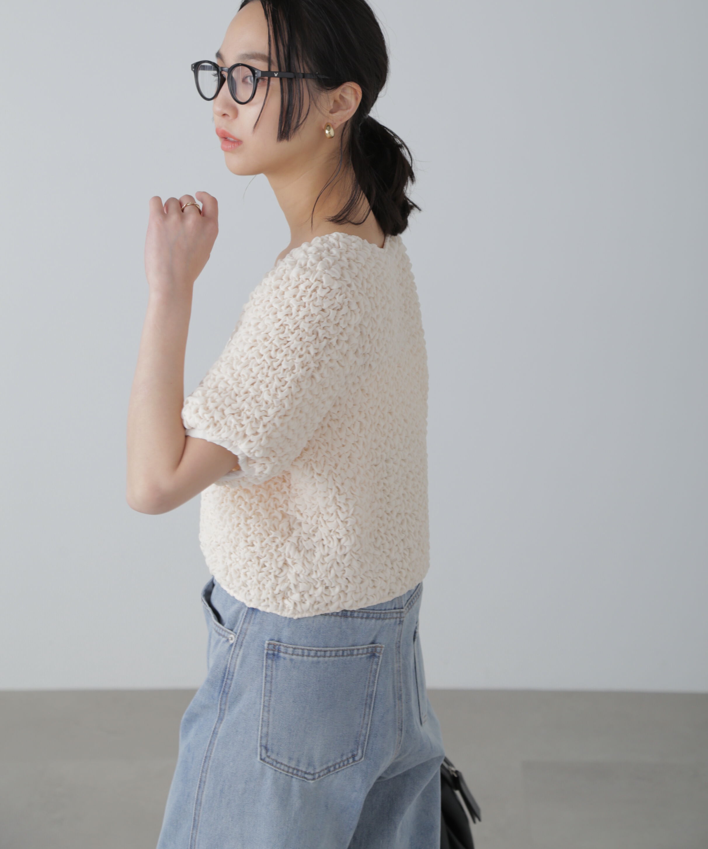  「前後2wayポコポコクロップドブラウス」|シャツ・ブラウス|