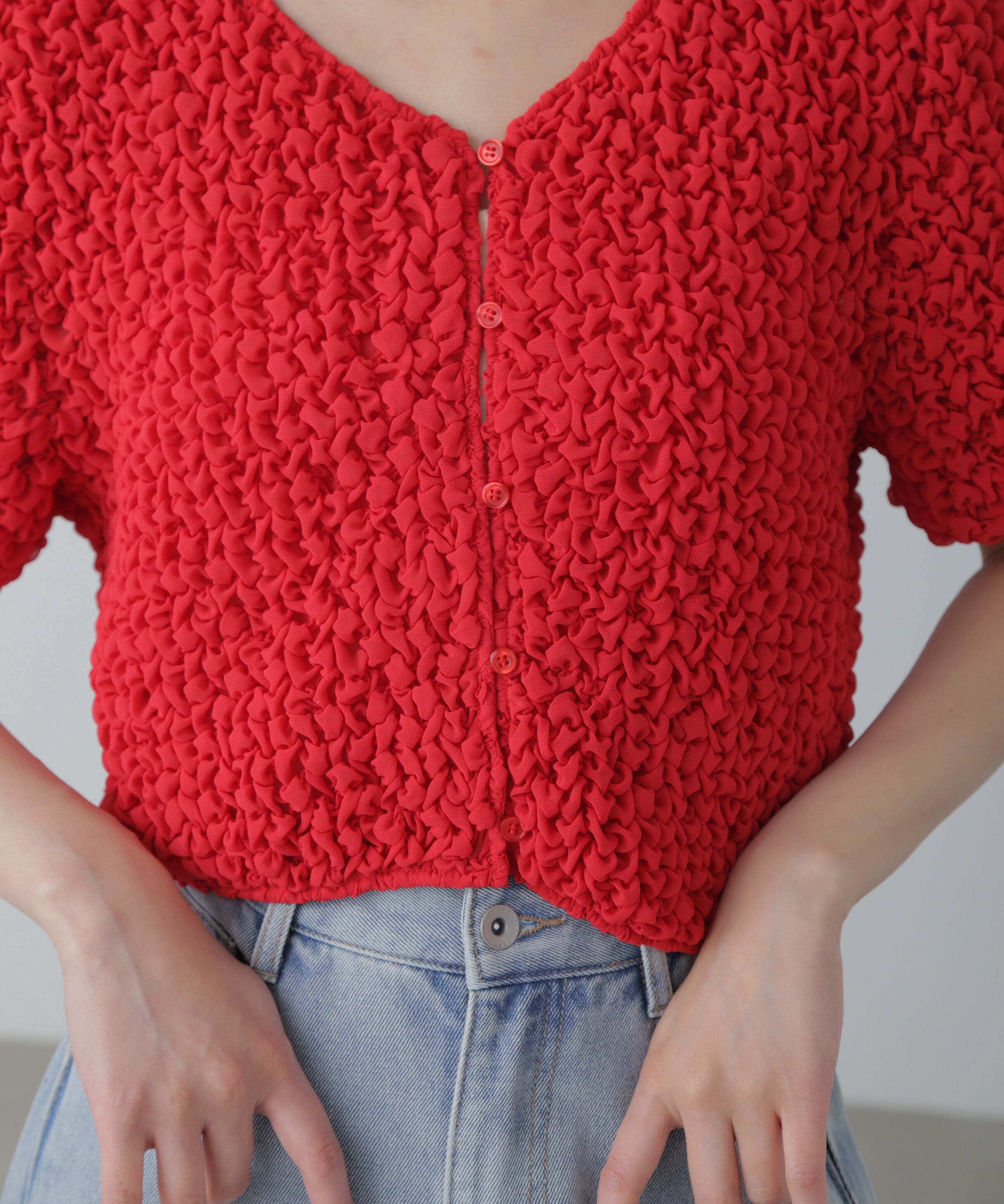  「前後2wayポコポコクロップドブラウス」|シャツ・ブラウス|