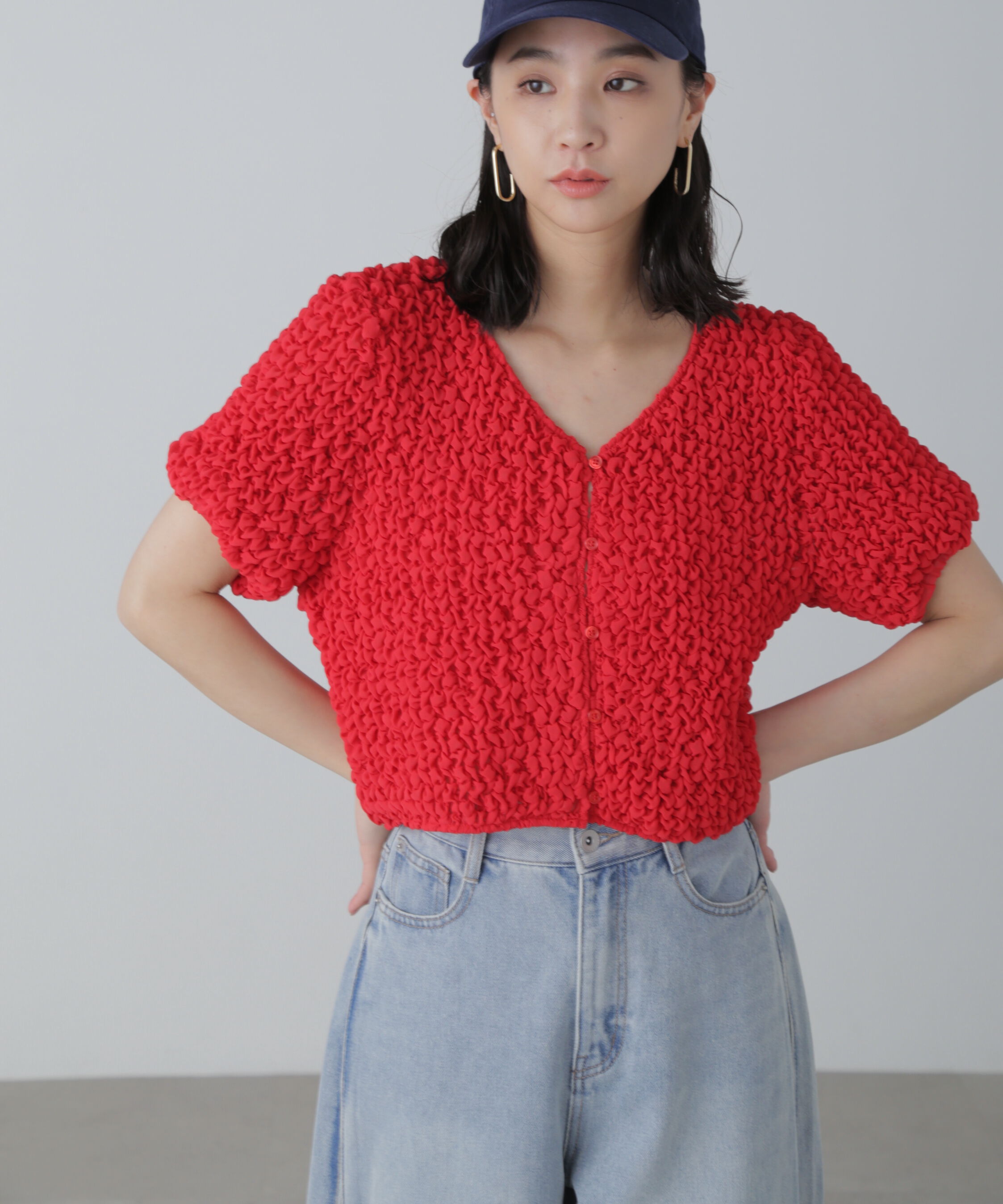  「前後2wayポコポコクロップドブラウス」|シャツ・ブラウス|