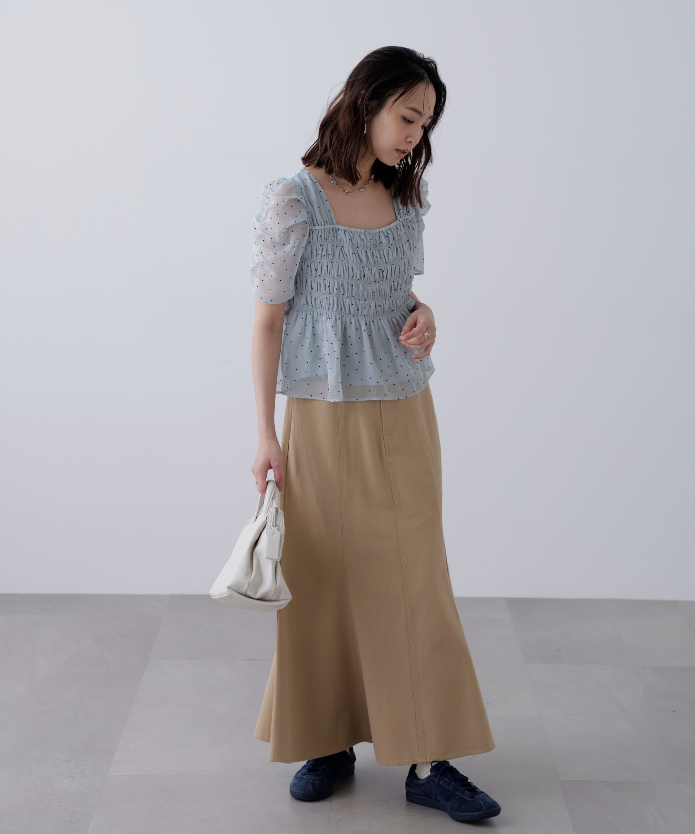  「フロッキードットシャーリングペプラムブラウス」|シャツ・ブラウス|