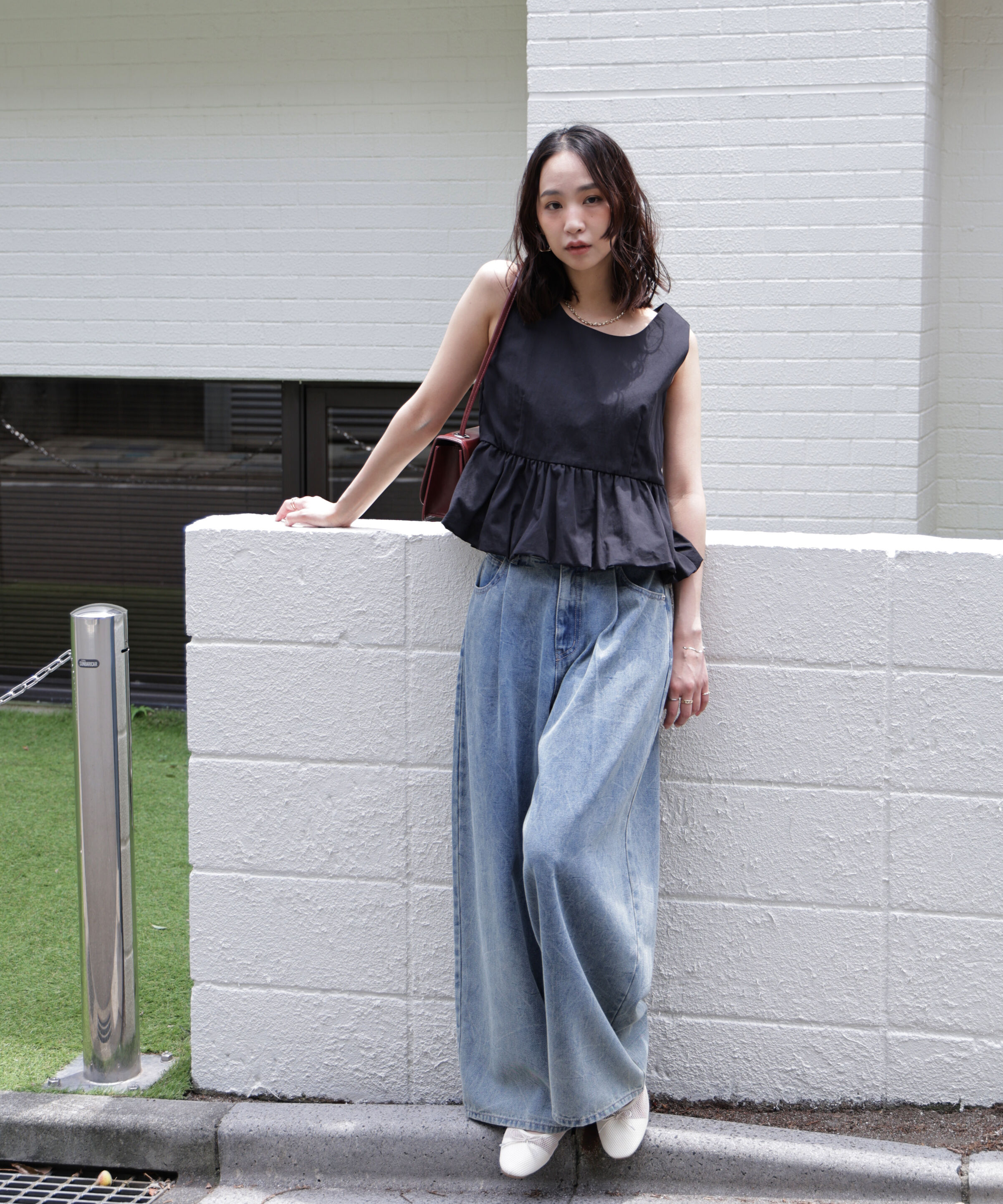  「バルーンペプラムノースリブラウス」|シャツ・ブラウス|