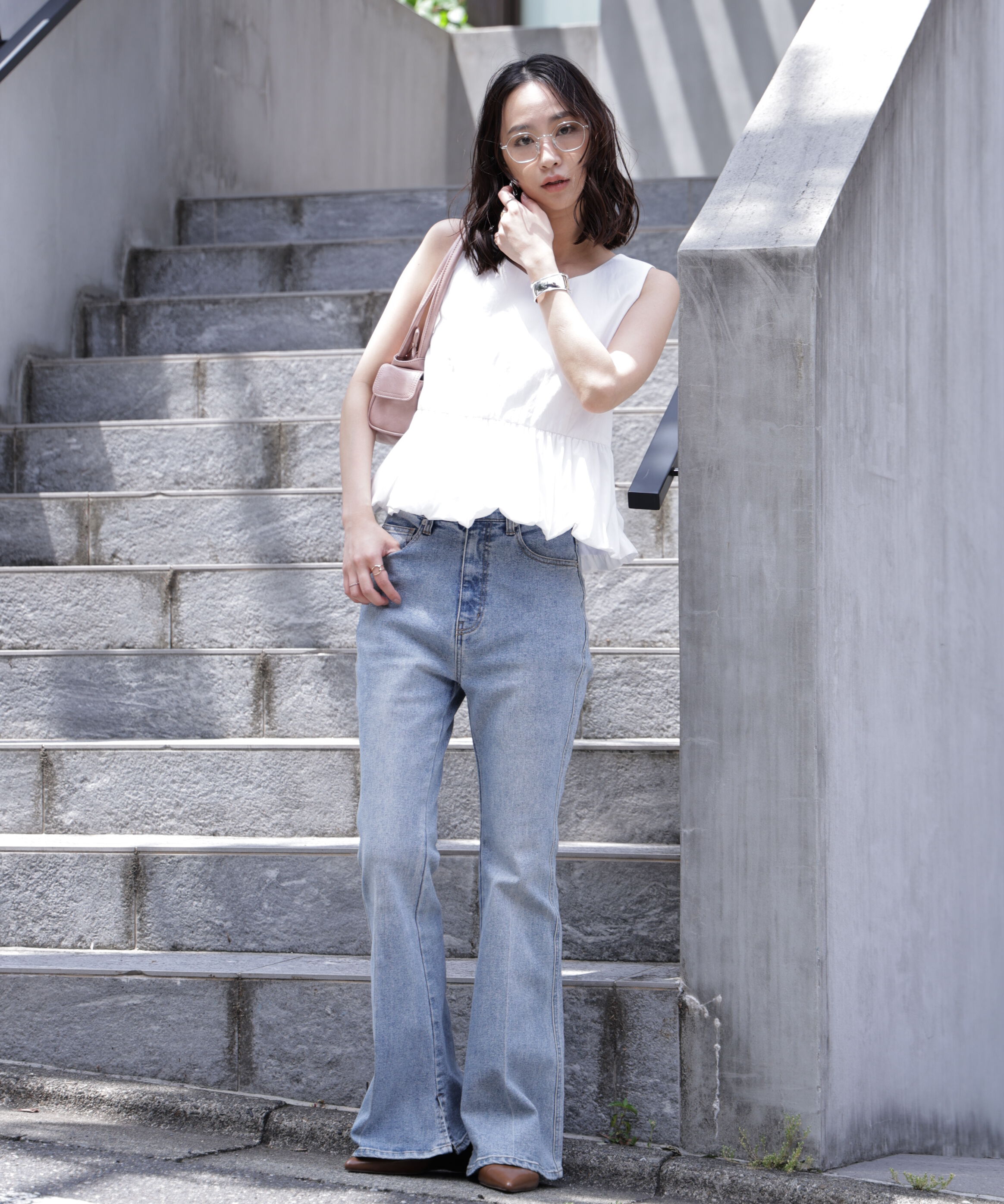  「バルーンペプラムノースリブラウス」|シャツ・ブラウス|