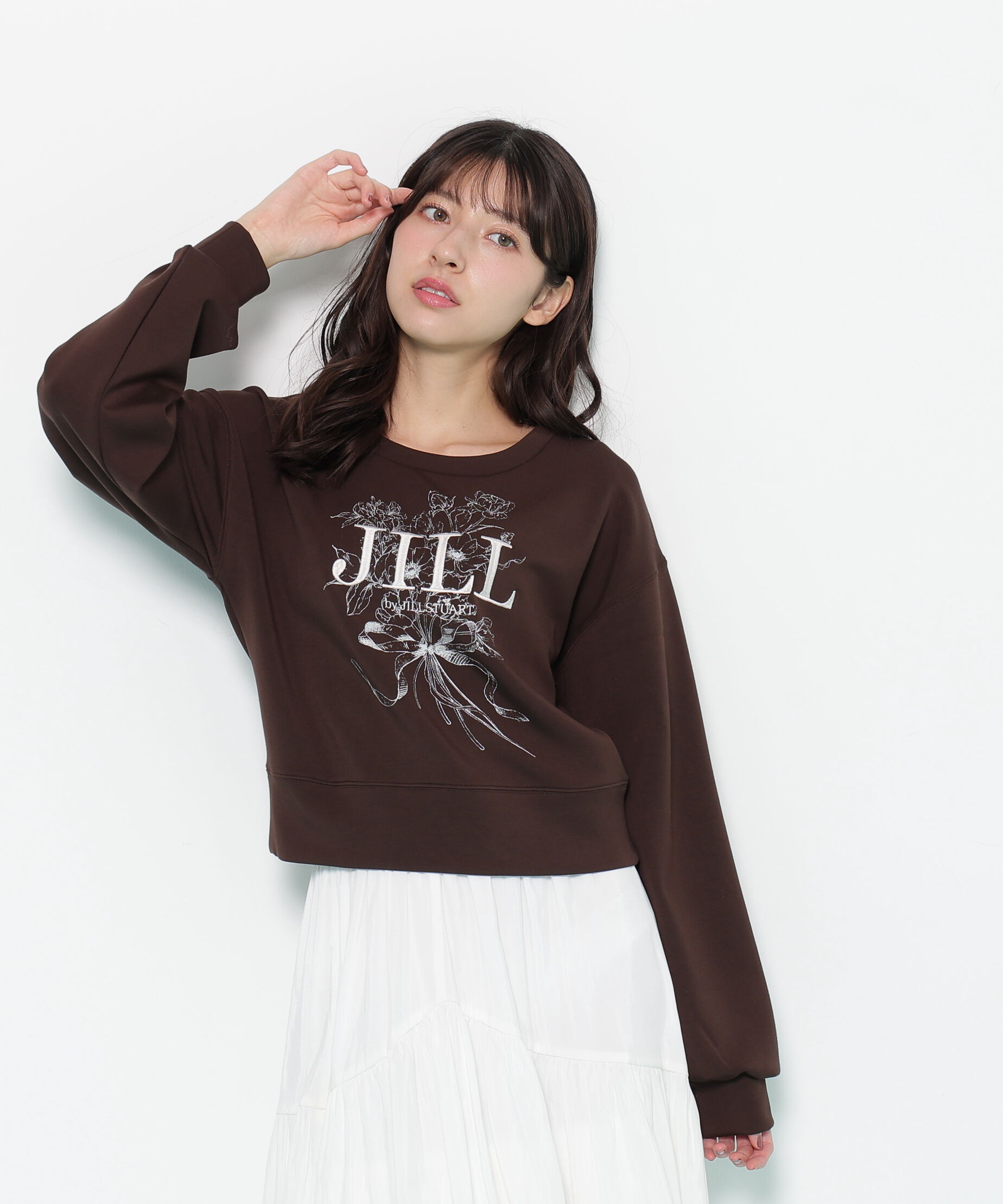  「リボンブーケロゴ刺繍スウェット」|Tシャツ・カットソー|