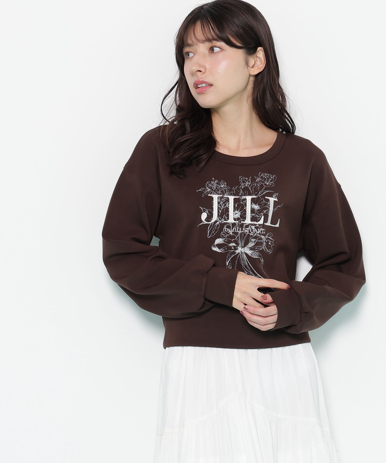  「リボンブーケロゴ刺繍スウェット」|Tシャツ・カットソー|