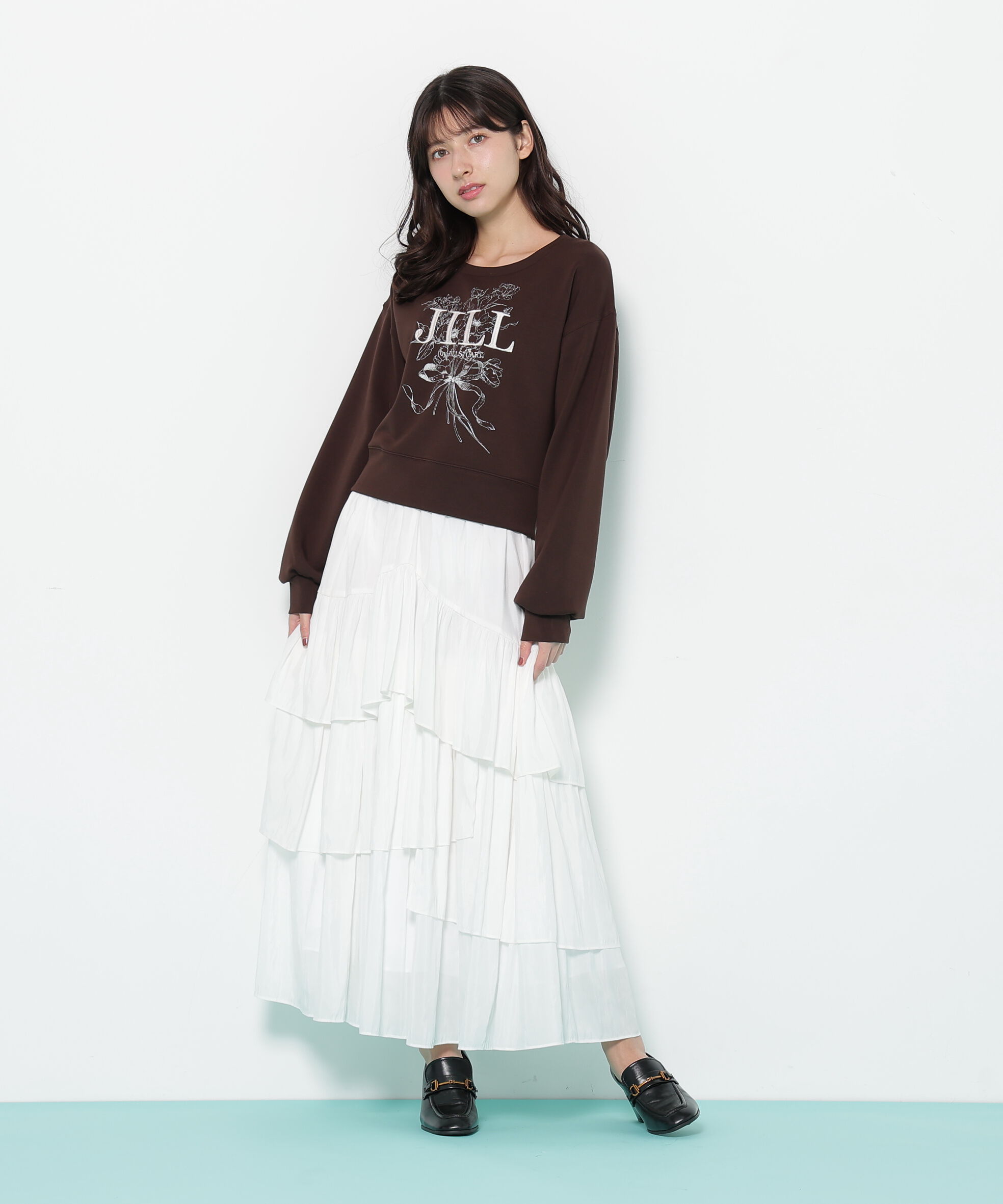  「リボンブーケロゴ刺繍スウェット」|Tシャツ・カットソー|