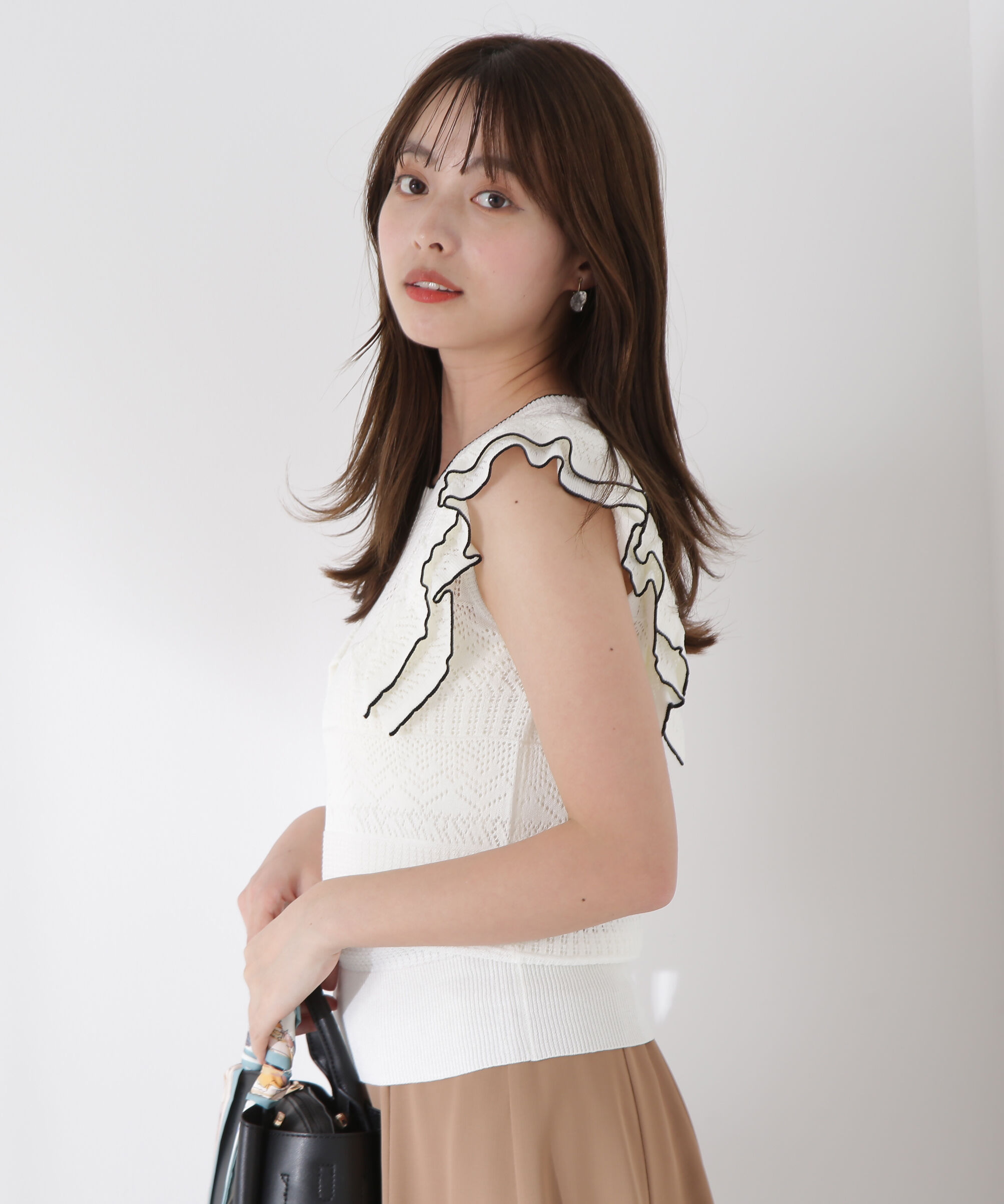 PROPORTION BODY DRESSING「透かし柄フリルニット」|ニット・セーター|