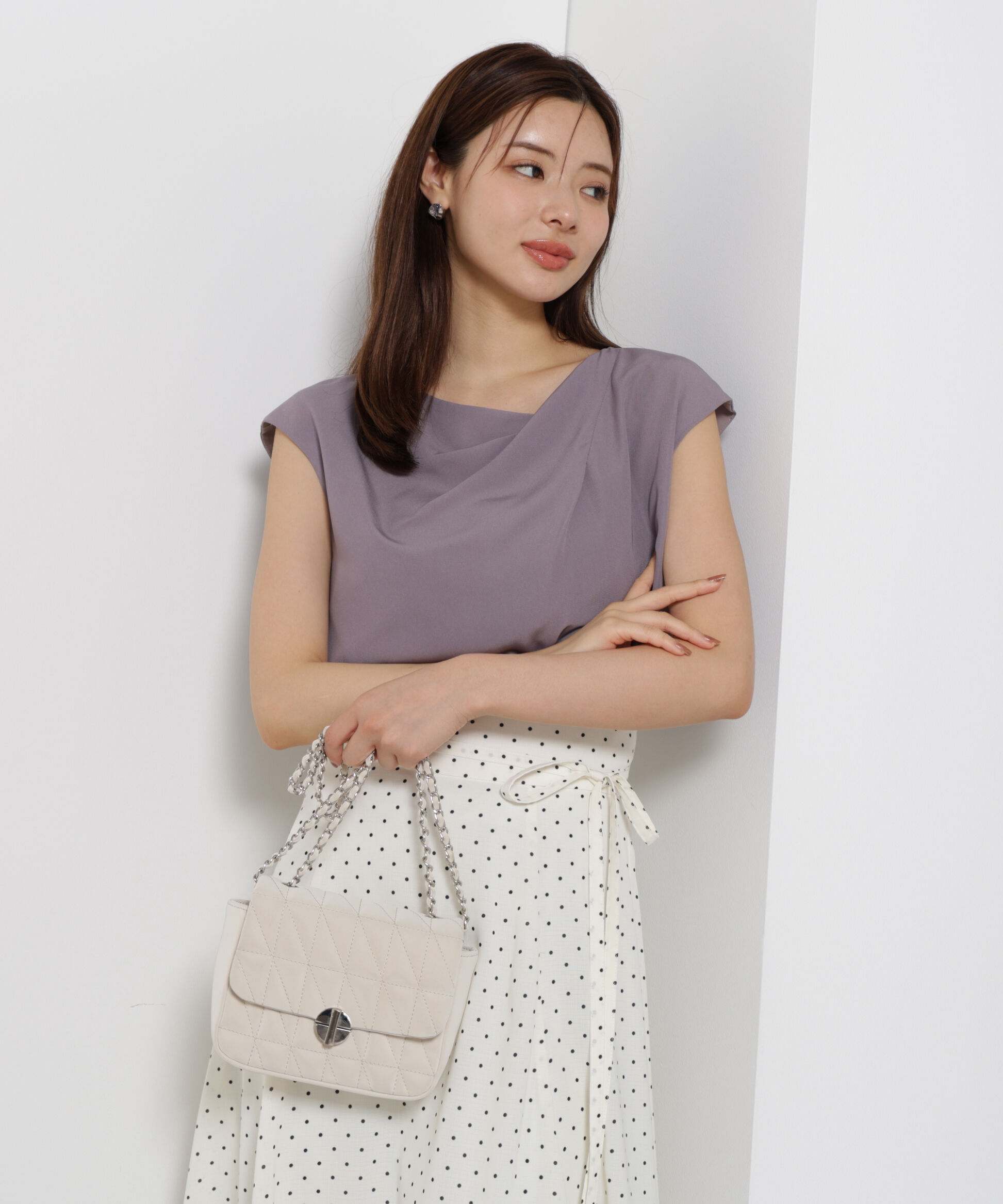 PROPORTION BODY DRESSING「ニュアンスネックフレンチスリーブブラウス」|シャツ・ブラウス|チャコール2